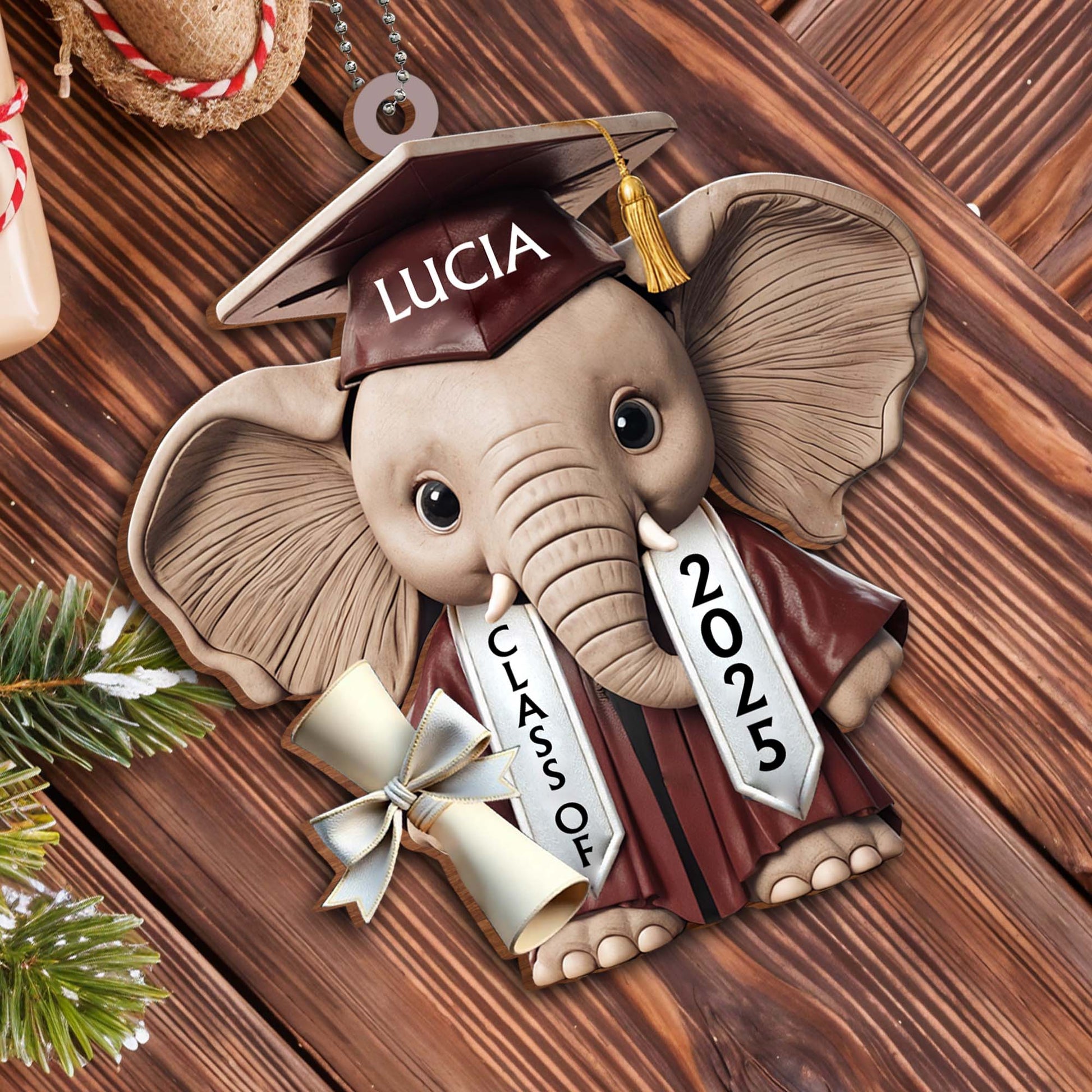 Celebrate Academic Achievements With This Adorable Elephant Ornament, Graduation Cap And Diploma