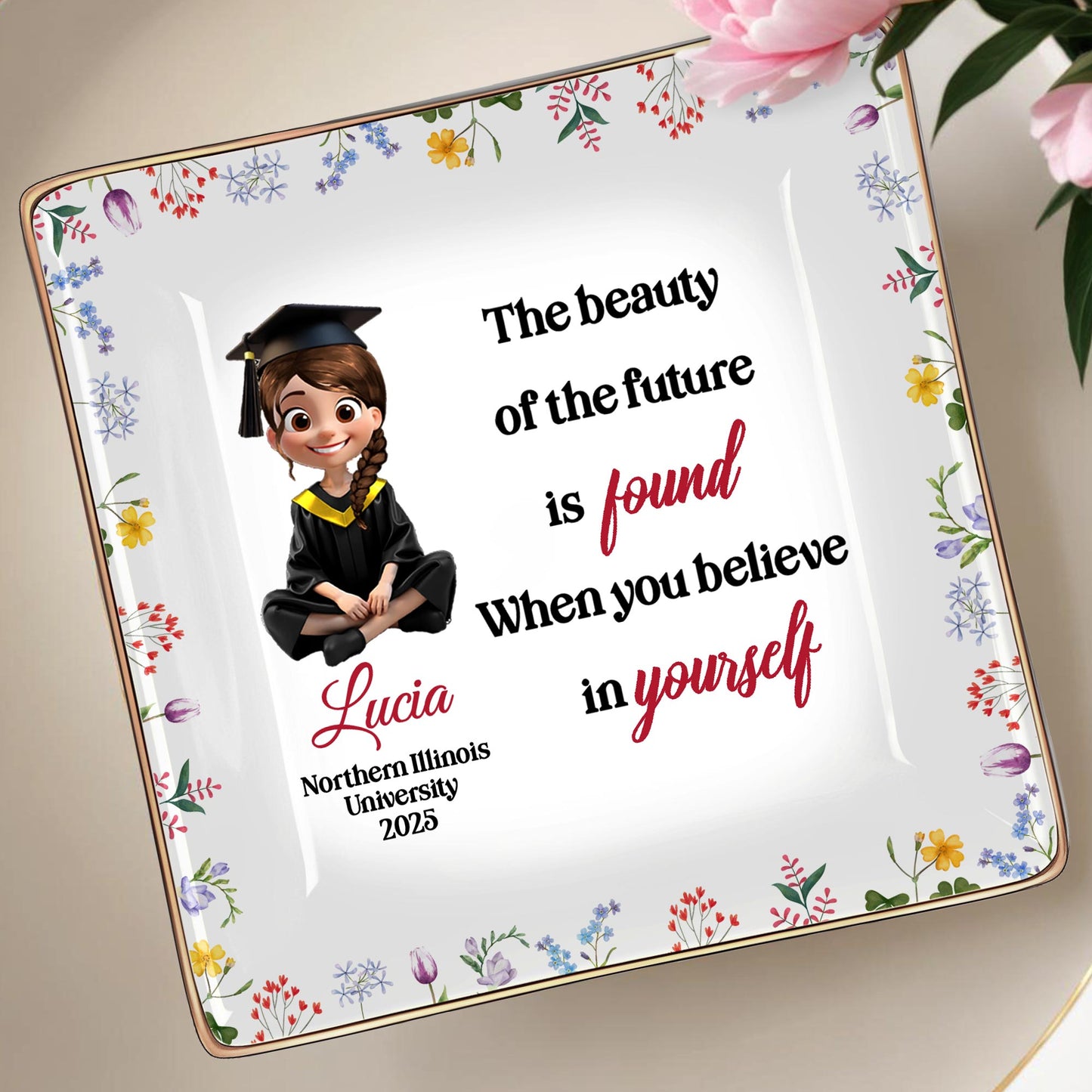 The Beauty Of The Future Is Found When You Believe In Yourself, Graduate Cartoon And Wildflowers