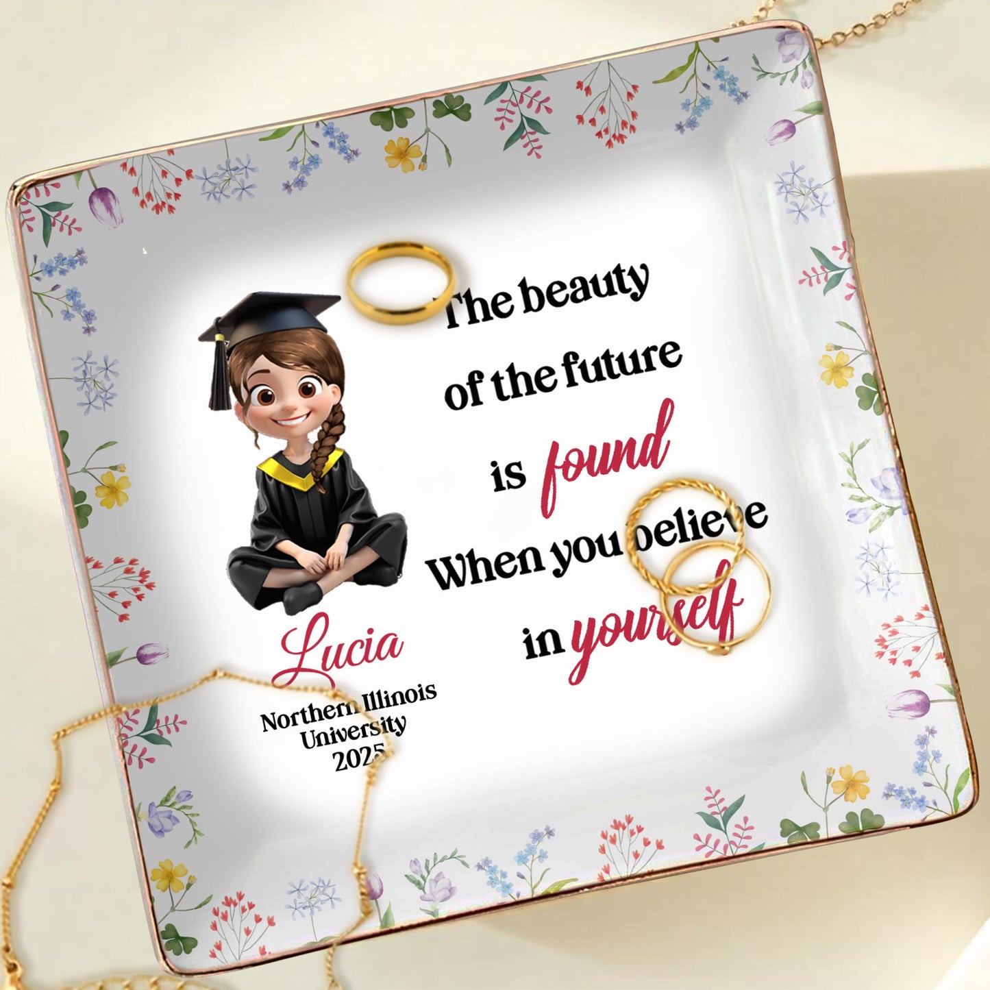 The Beauty Of The Future Is Found When You Believe In Yourself, Graduate Cartoon And Wildflowers