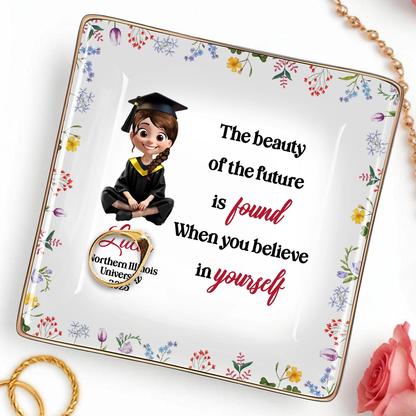 The Beauty Of The Future Is Found When You Believe In Yourself, Graduate Cartoon And Wildflowers
