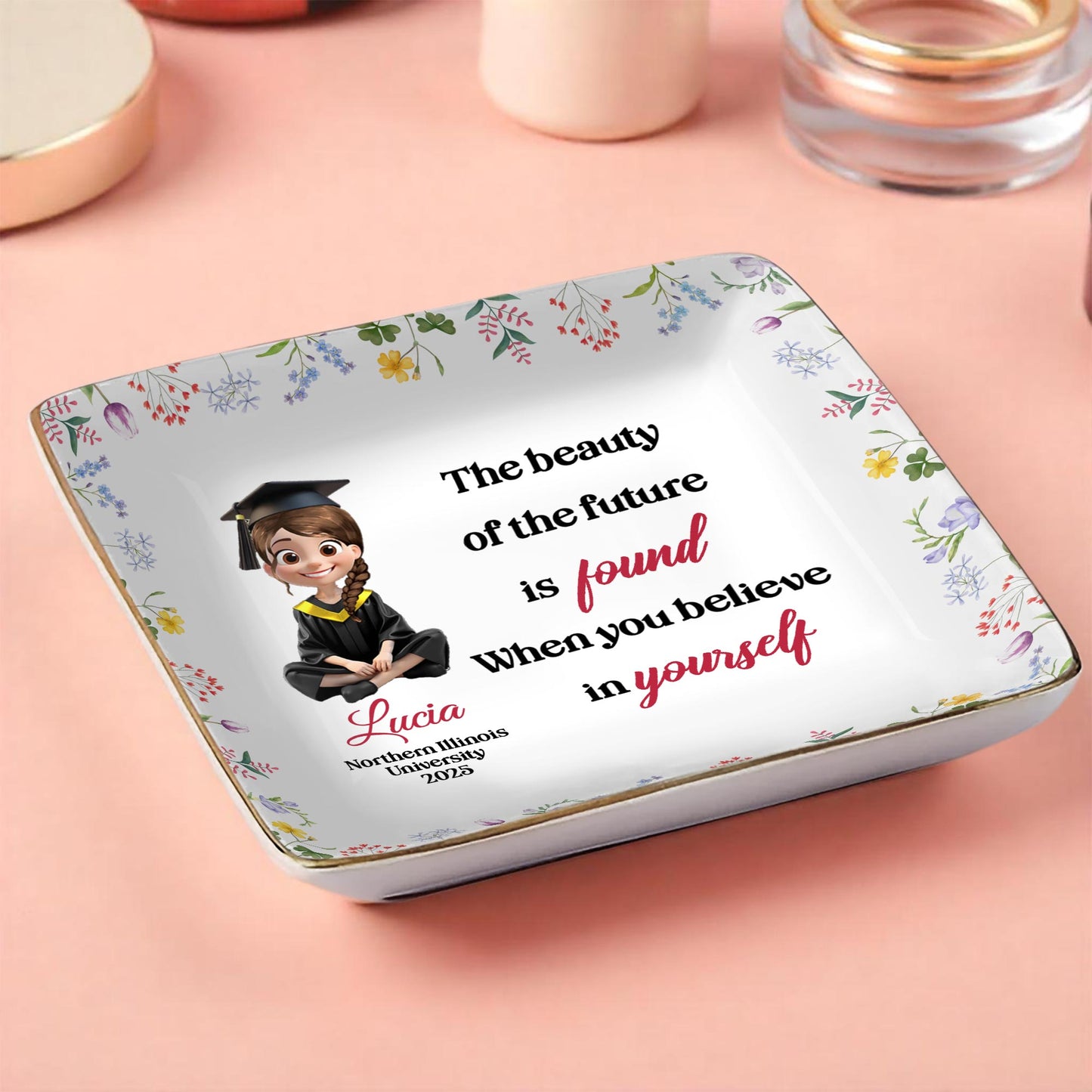 The Beauty Of The Future Is Found When You Believe In Yourself, Graduate Cartoon And Wildflowers