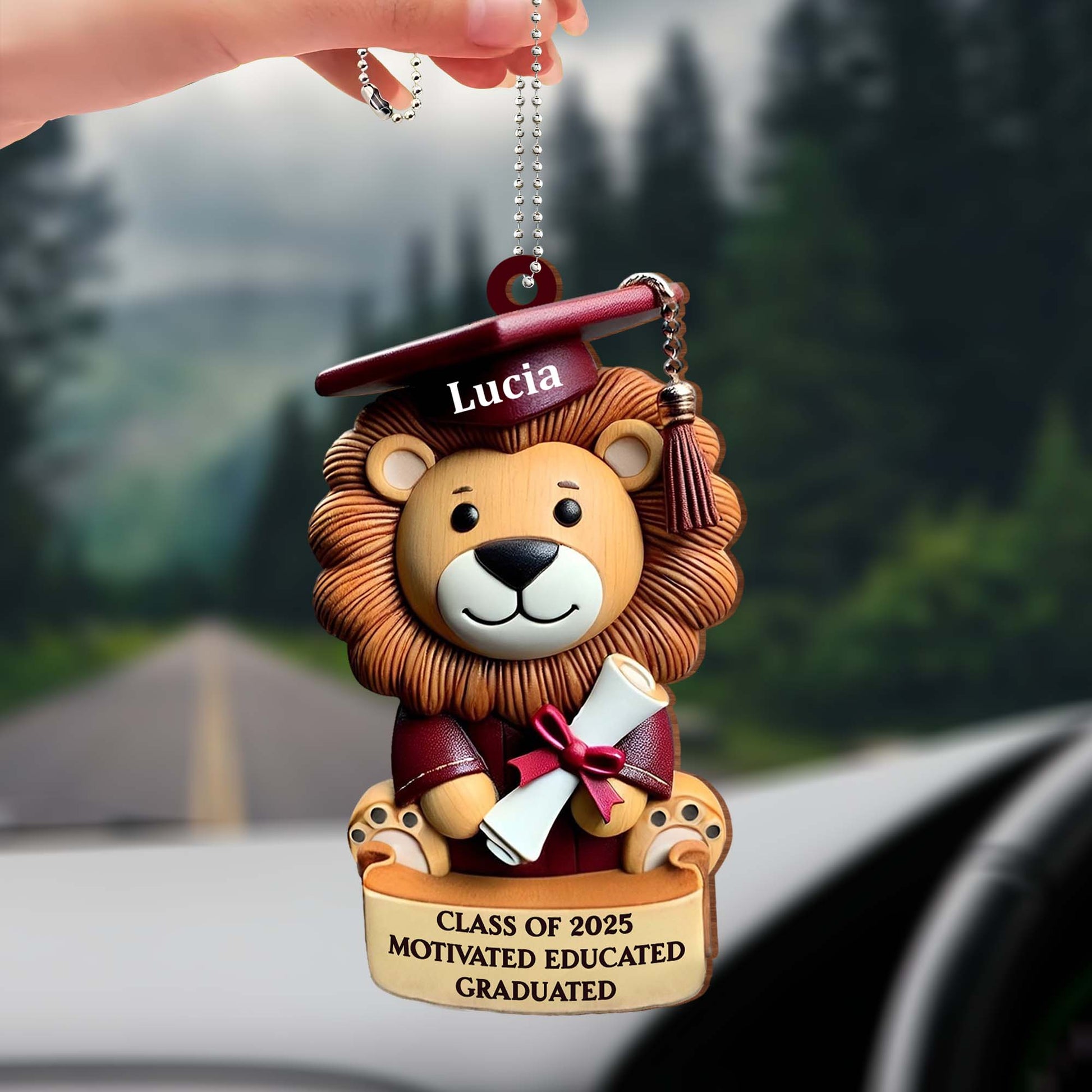 Class of 2025 Motivated Educated Graduated, Lion With Graduation Cap and Diploma