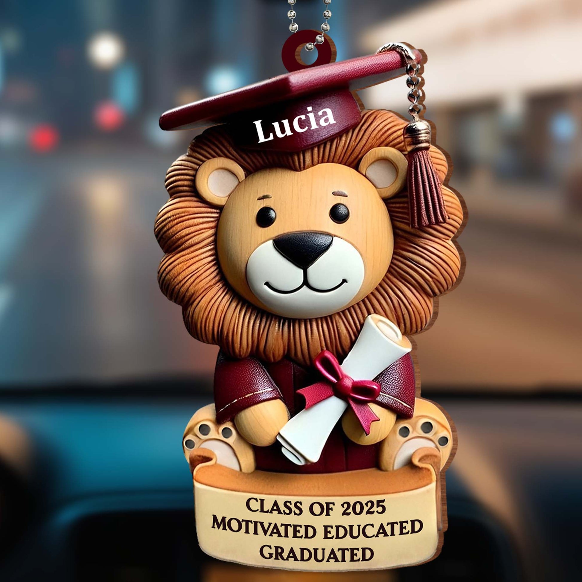 Class of 2025 Motivated Educated Graduated, Lion With Graduation Cap and Diploma