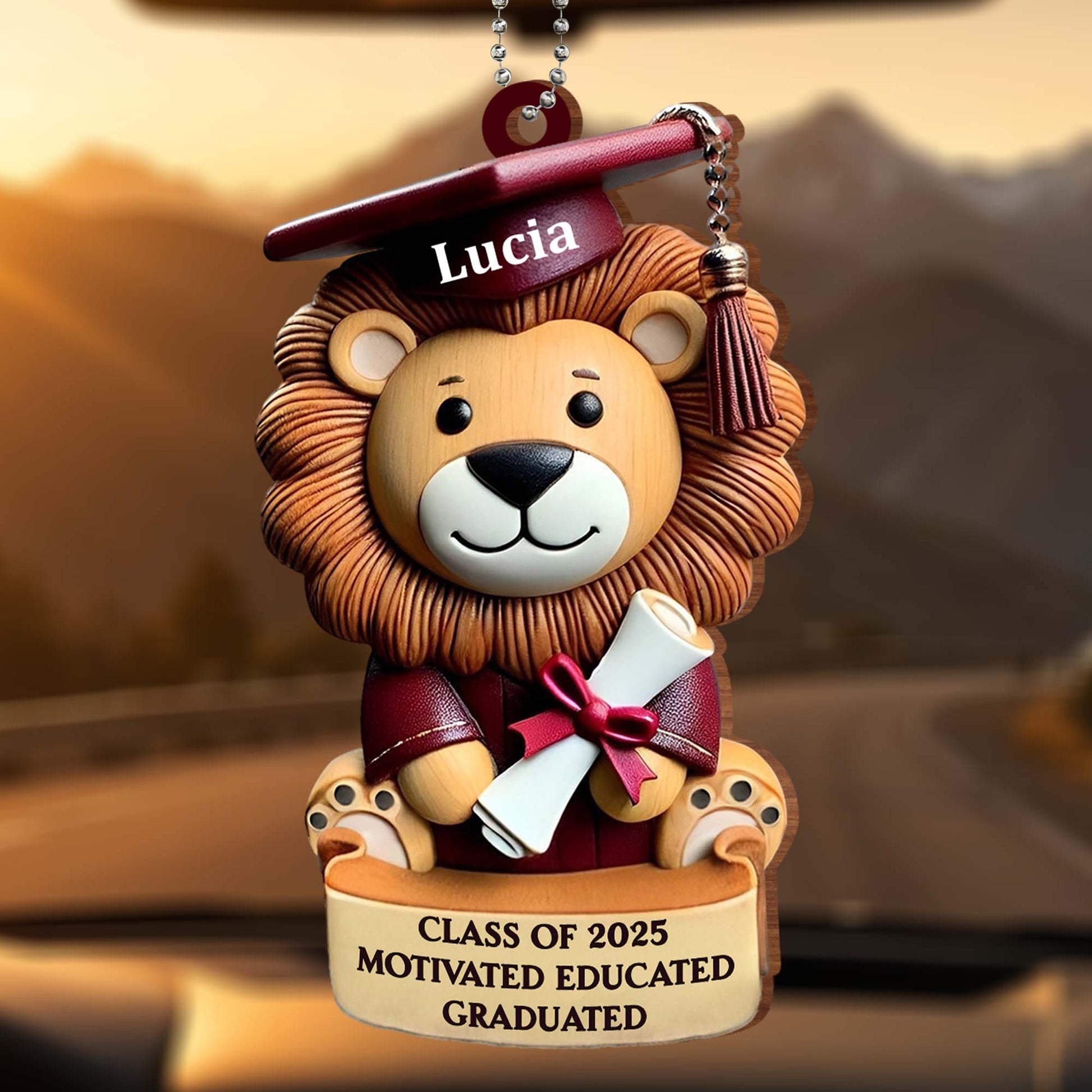 Class of 2025 Motivated Educated Graduated, Lion With Graduation Cap and Diploma