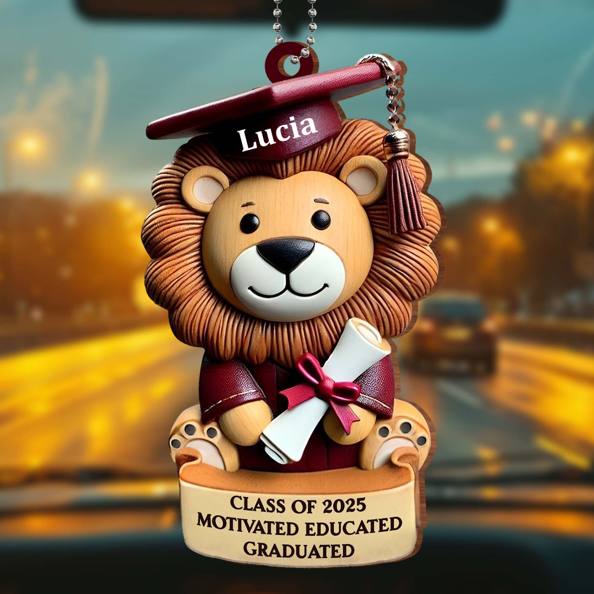 Class of 2025 Motivated Educated Graduated, Lion With Graduation Cap and Diploma