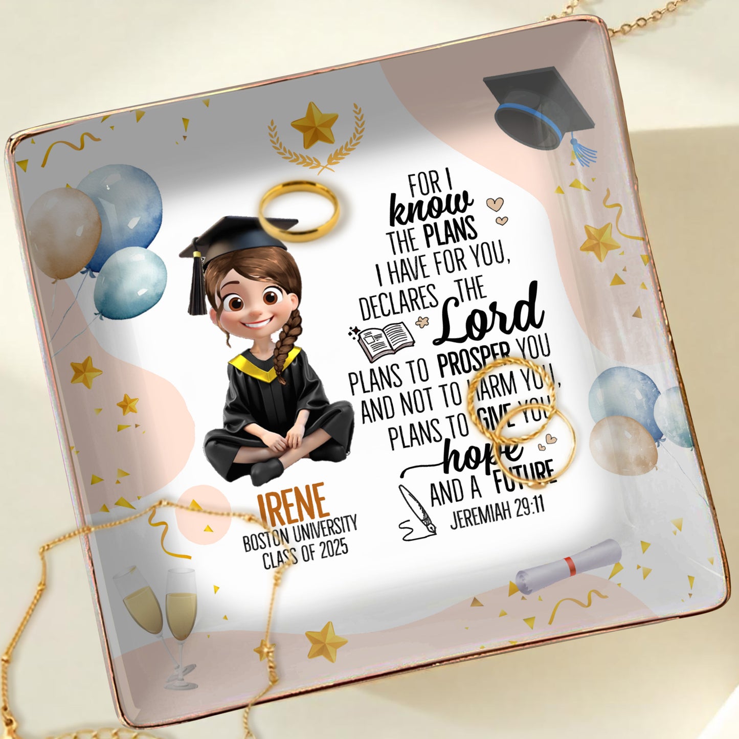 For I know the plans I have for you, declares the Lord, Graduation Cap and Balloons