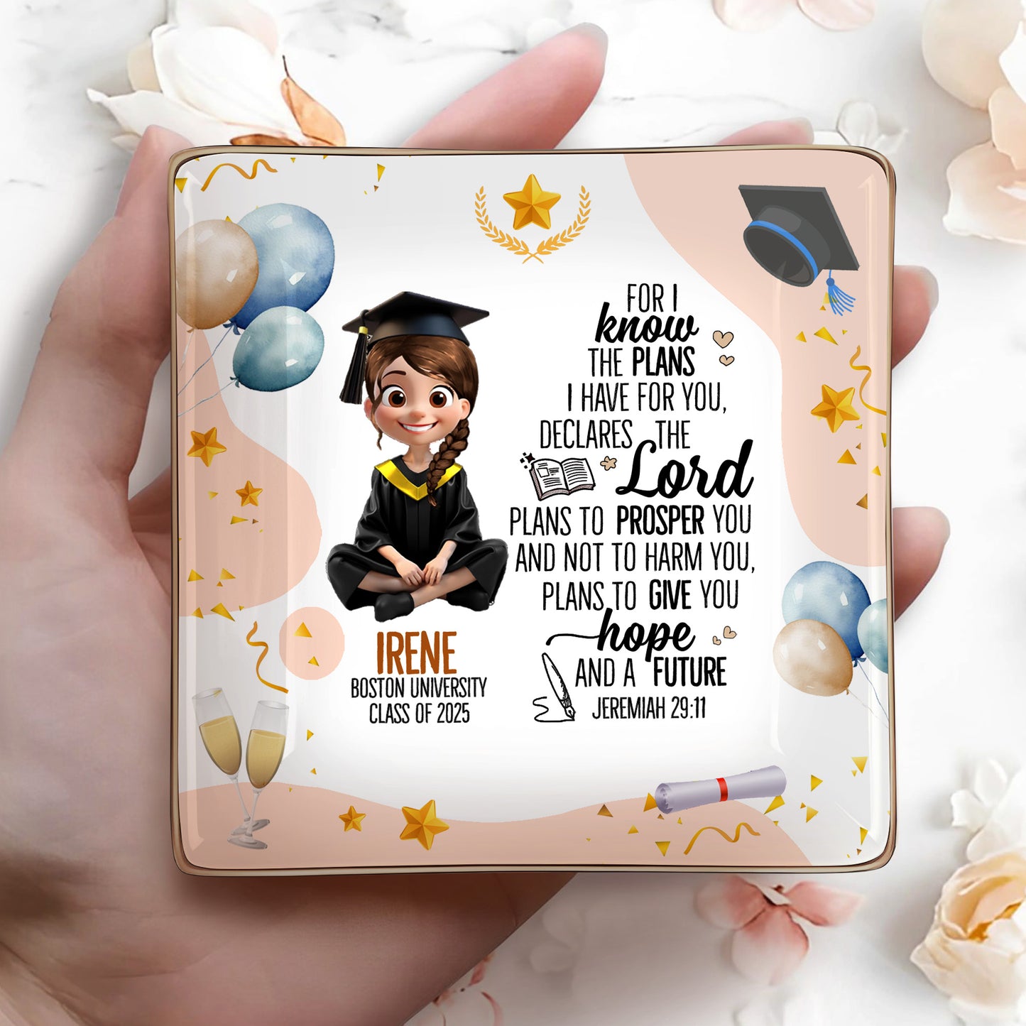 For I know the plans I have for you, declares the Lord, Graduation Cap and Balloons