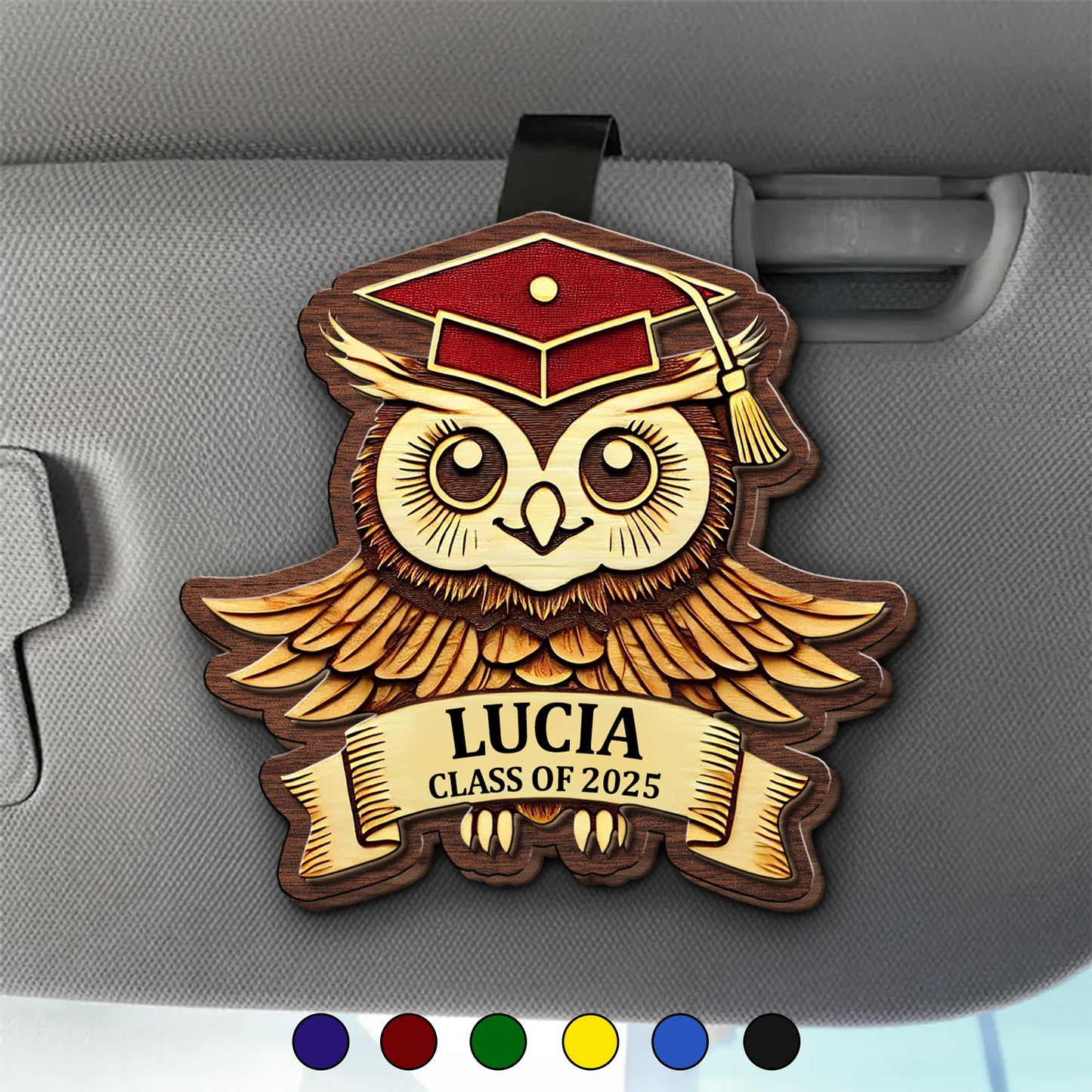 Wise Owl in Graduation Attire Visor Clip