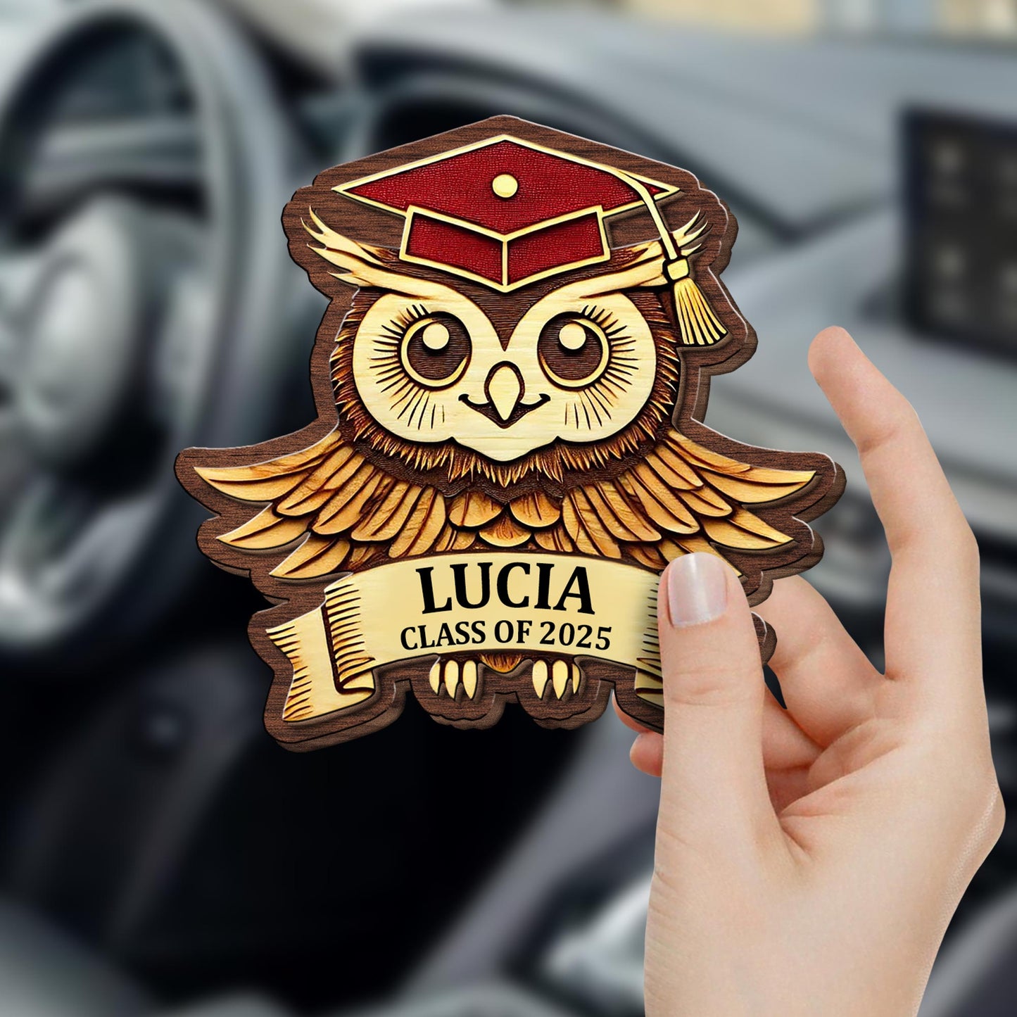 Wise Owl in Graduation Attire Visor Clip