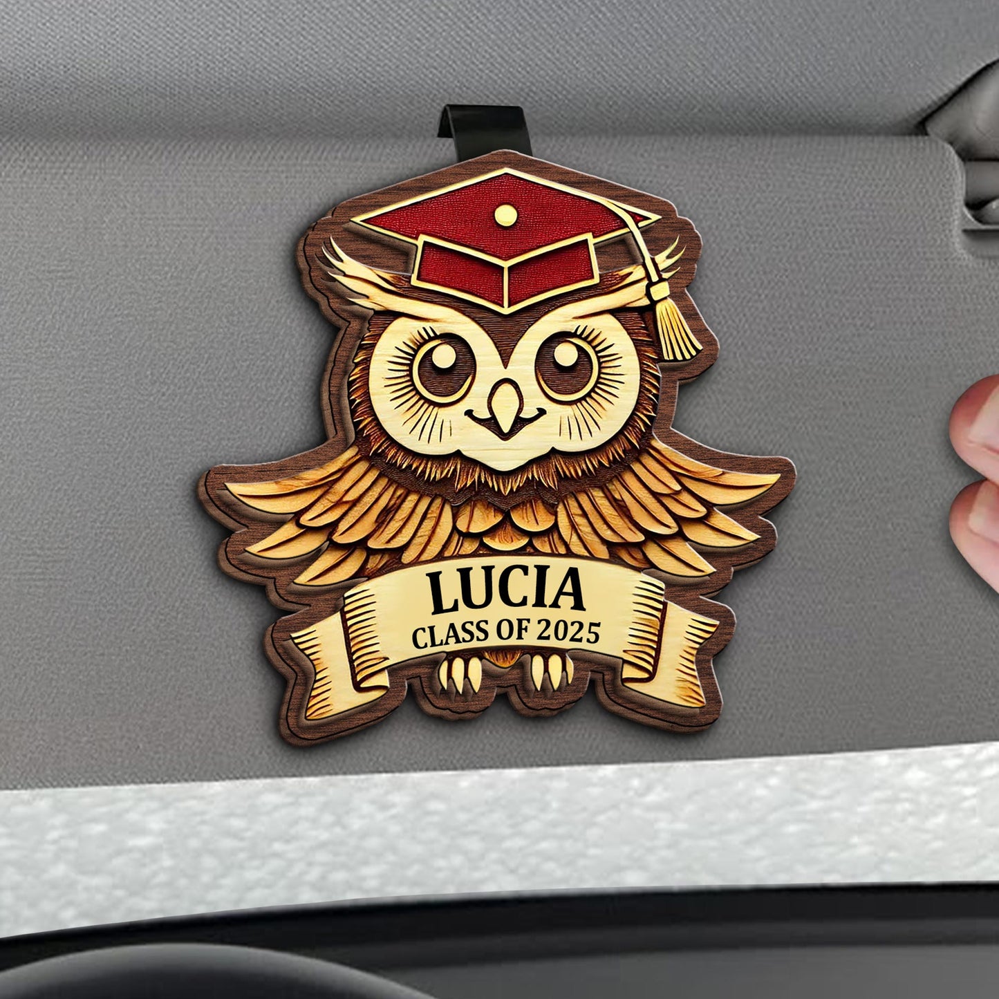 Wise Owl in Graduation Attire Visor Clip