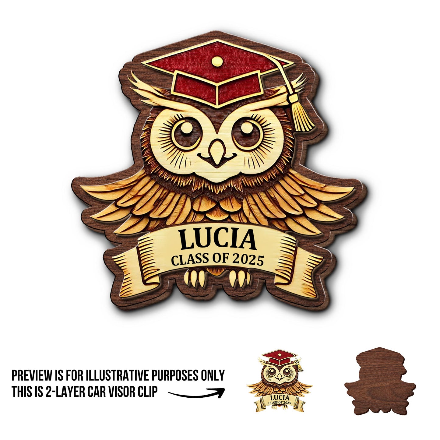 Wise Owl in Graduation Attire Visor Clip