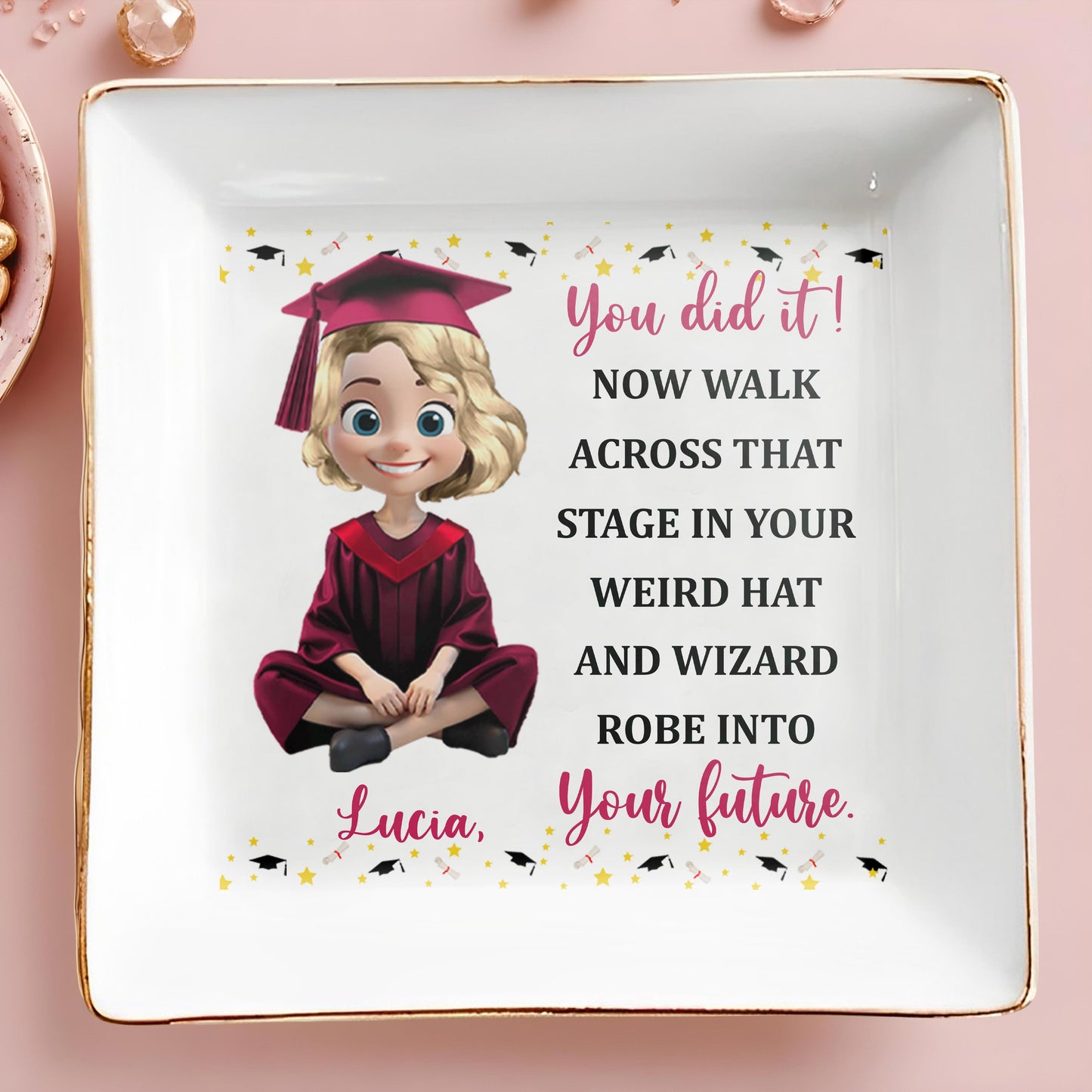 You Did It, Walk Across That Stage, Graduation Cap And Cartoon Graduate