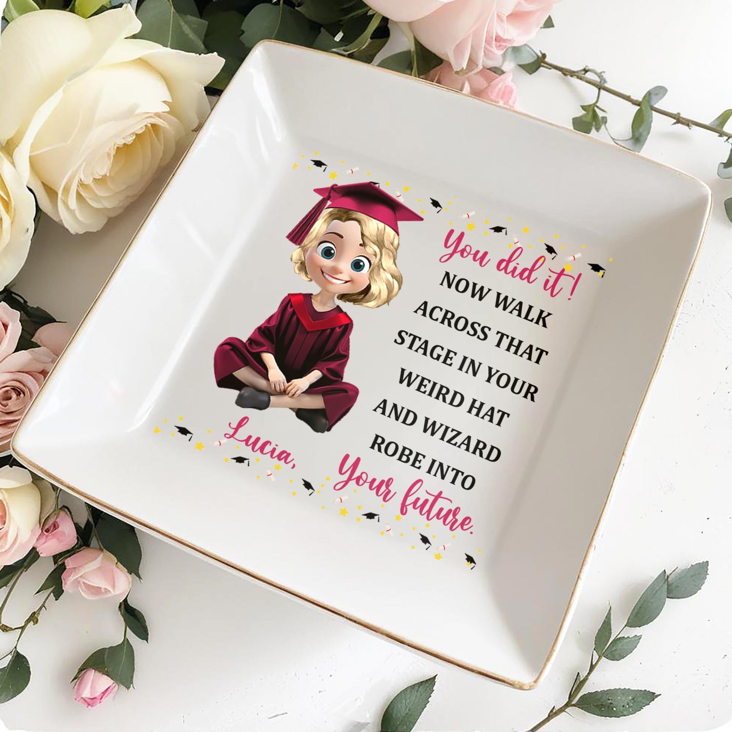You Did It, Walk Across That Stage, Graduation Cap And Cartoon Graduate
