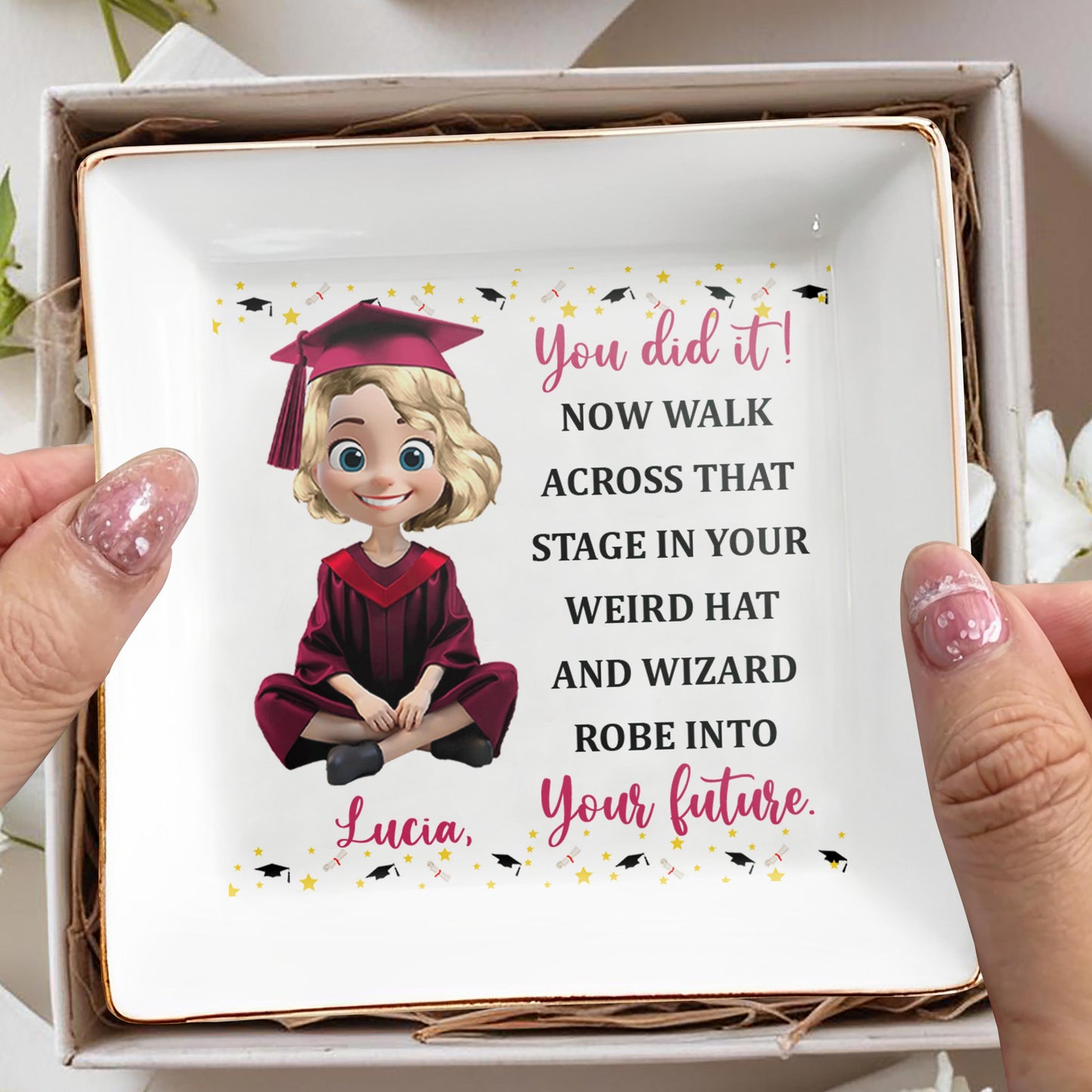 You Did It, Walk Across That Stage, Graduation Cap And Cartoon Graduate