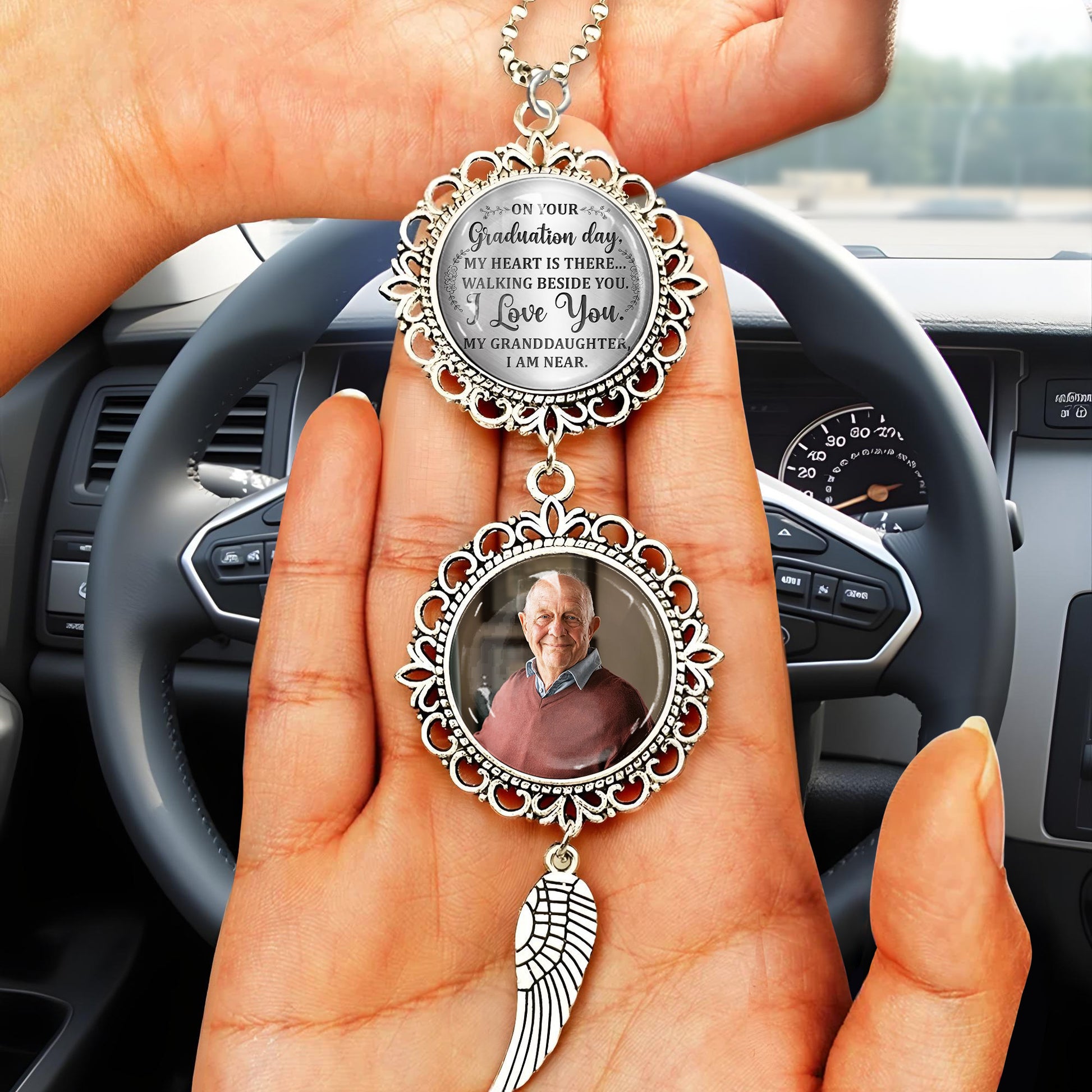 On Your Graduation Day, My Heart Is There, Angel Wing and Pendant Charm