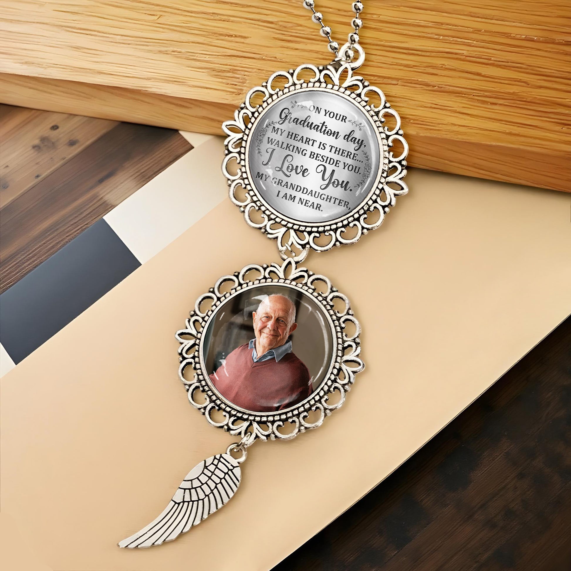 On Your Graduation Day, My Heart Is There, Angel Wing and Pendant Charm