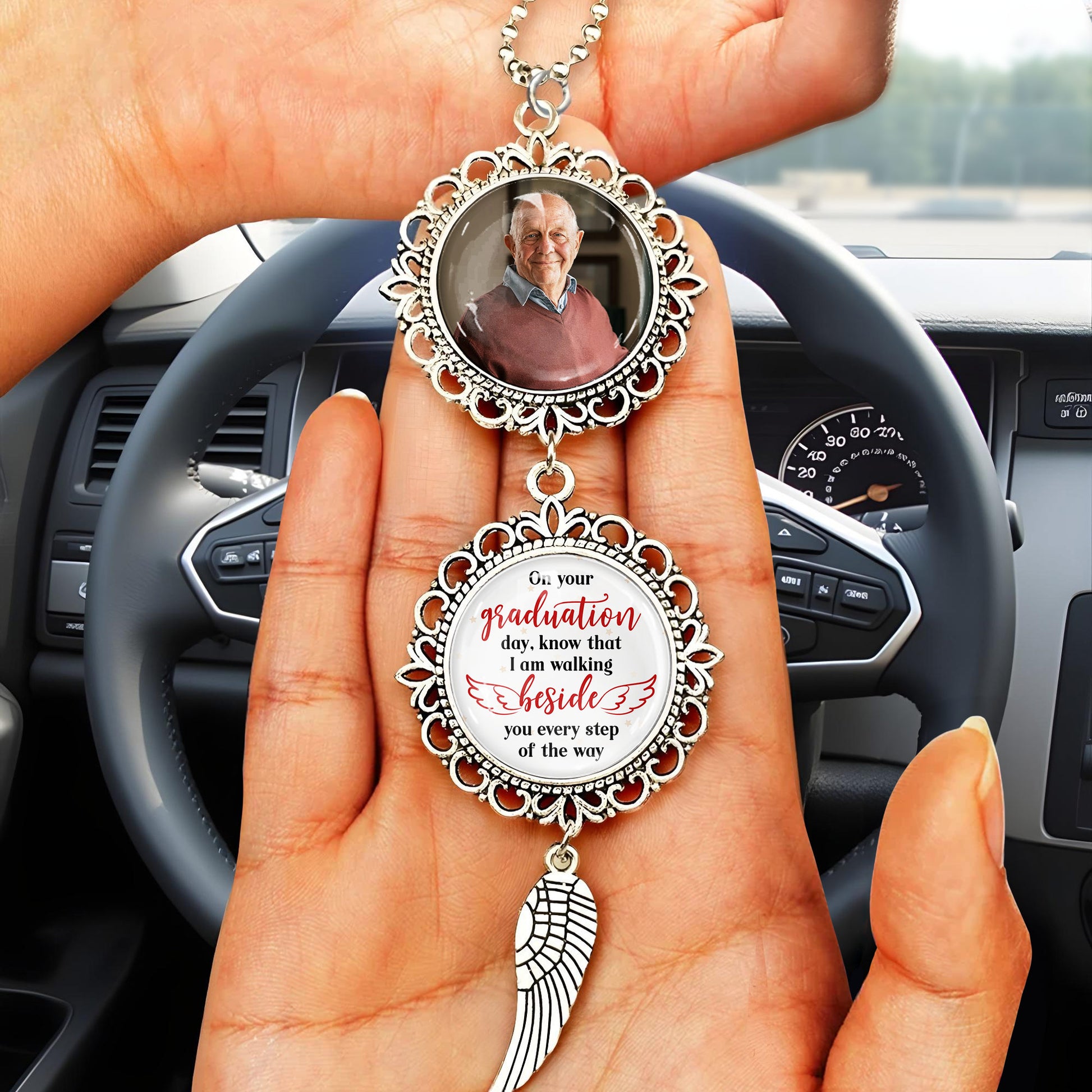 On Your Graduation Day, Know That I Am Walking Beside You, Angel Wing And Pendant Charm