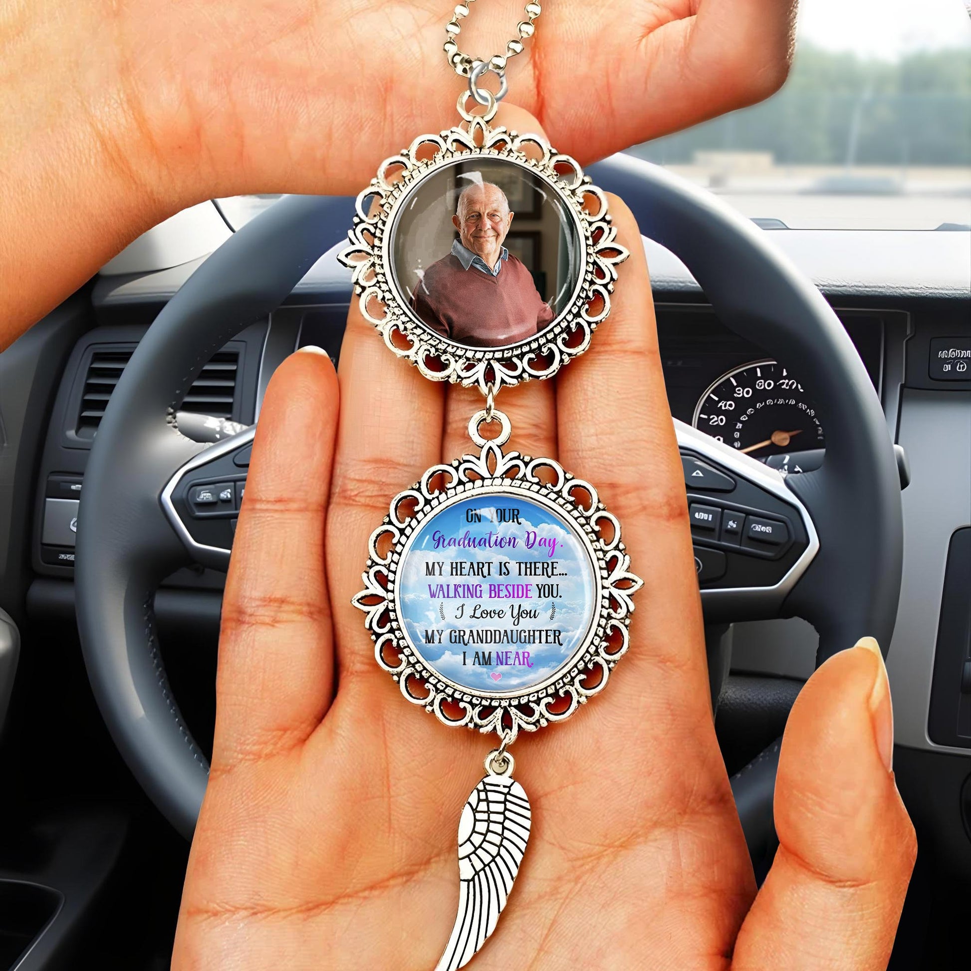 On Your Graduation Day, My Heart Is There, Angel Wing And Pendant Charm