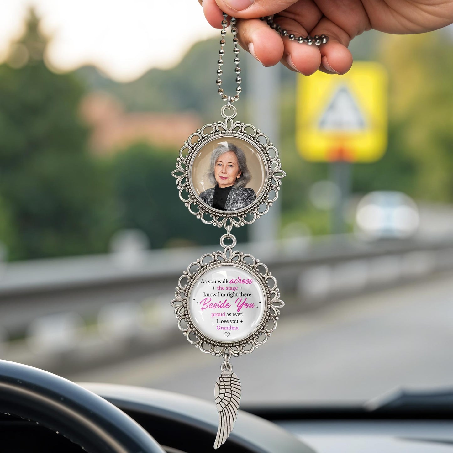 As You Walk Across The Stage, Know I’m Right There Beside You, Angel Wing and Pendant Charm