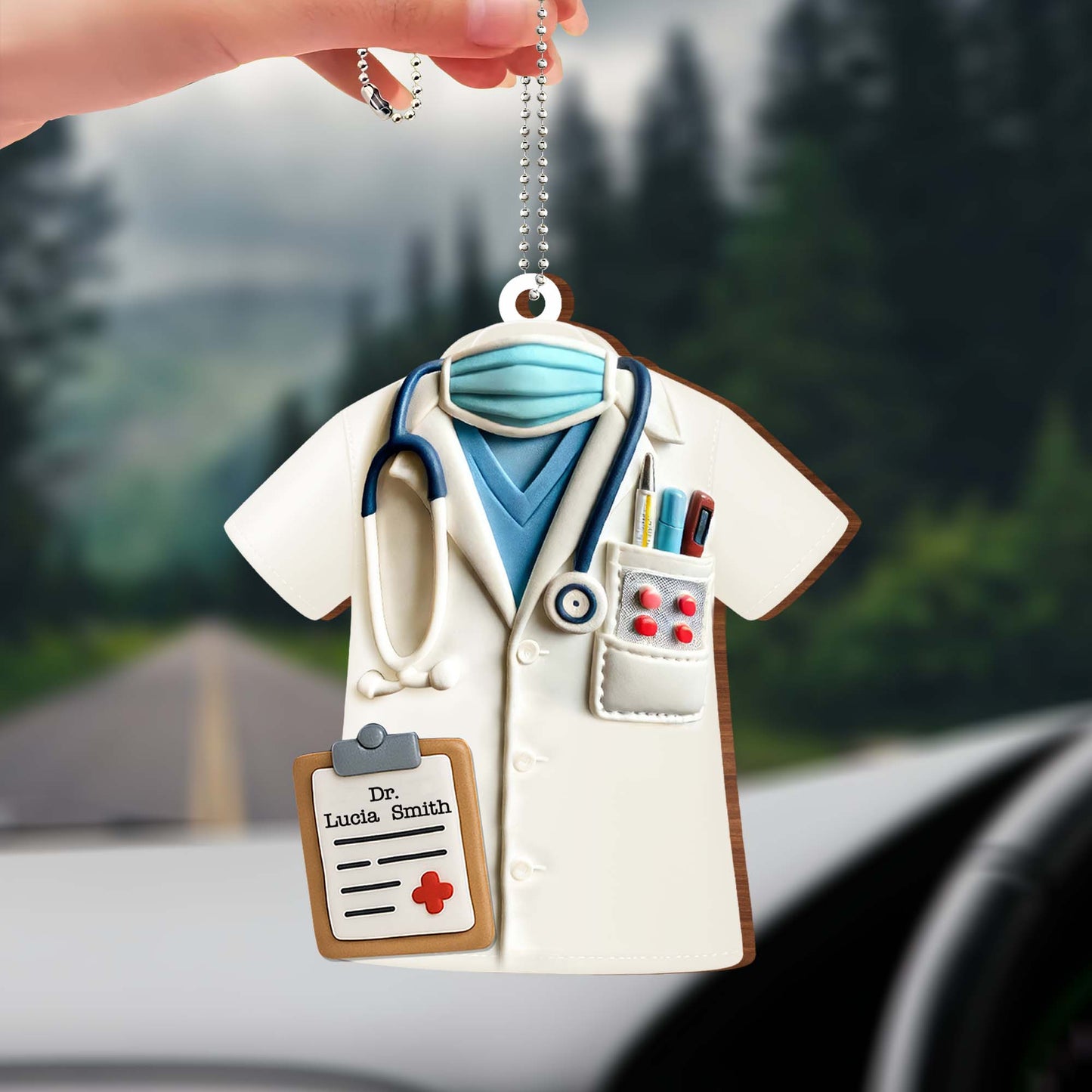 Honor Your Favorite Doctor with a Unique Personalized Ornament, Doctor's Coat and Stethoscope - Personalized Custom Wood Ornament, Car Hanging Ornament