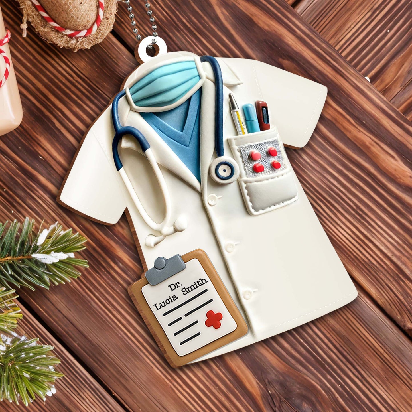 Honor Your Favorite Doctor with a Unique Personalized Ornament, Doctor's Coat and Stethoscope