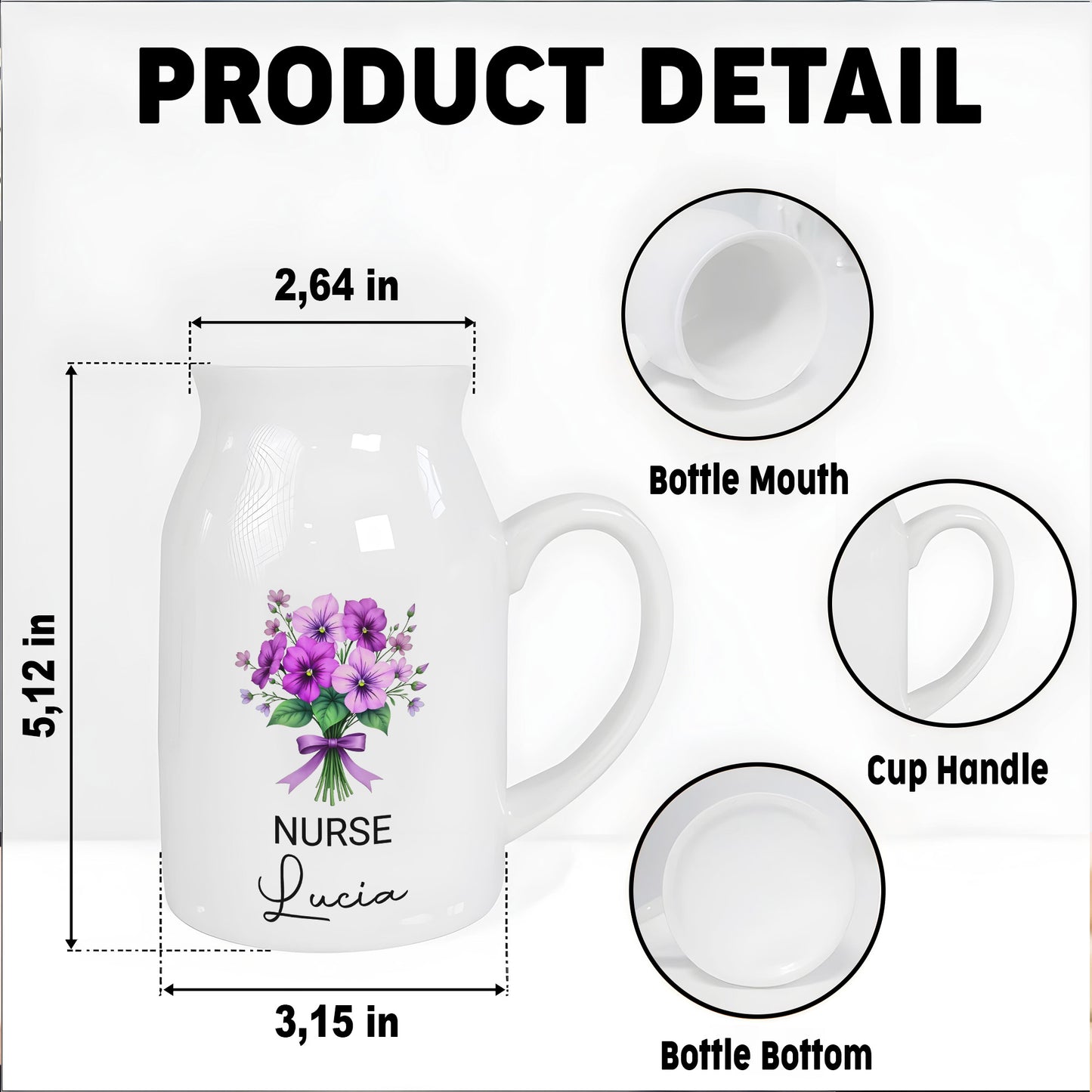 Customized Vase With Beautiful Floral Arrangement, Flowers and Bow