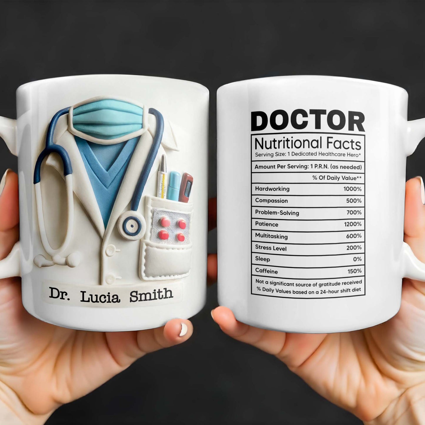 DOCTOR Nutritional Facts, Dedicated Healthcare Hero, Nutritional Label - Personalized Custom Coffee Mug - GRAD279_MG