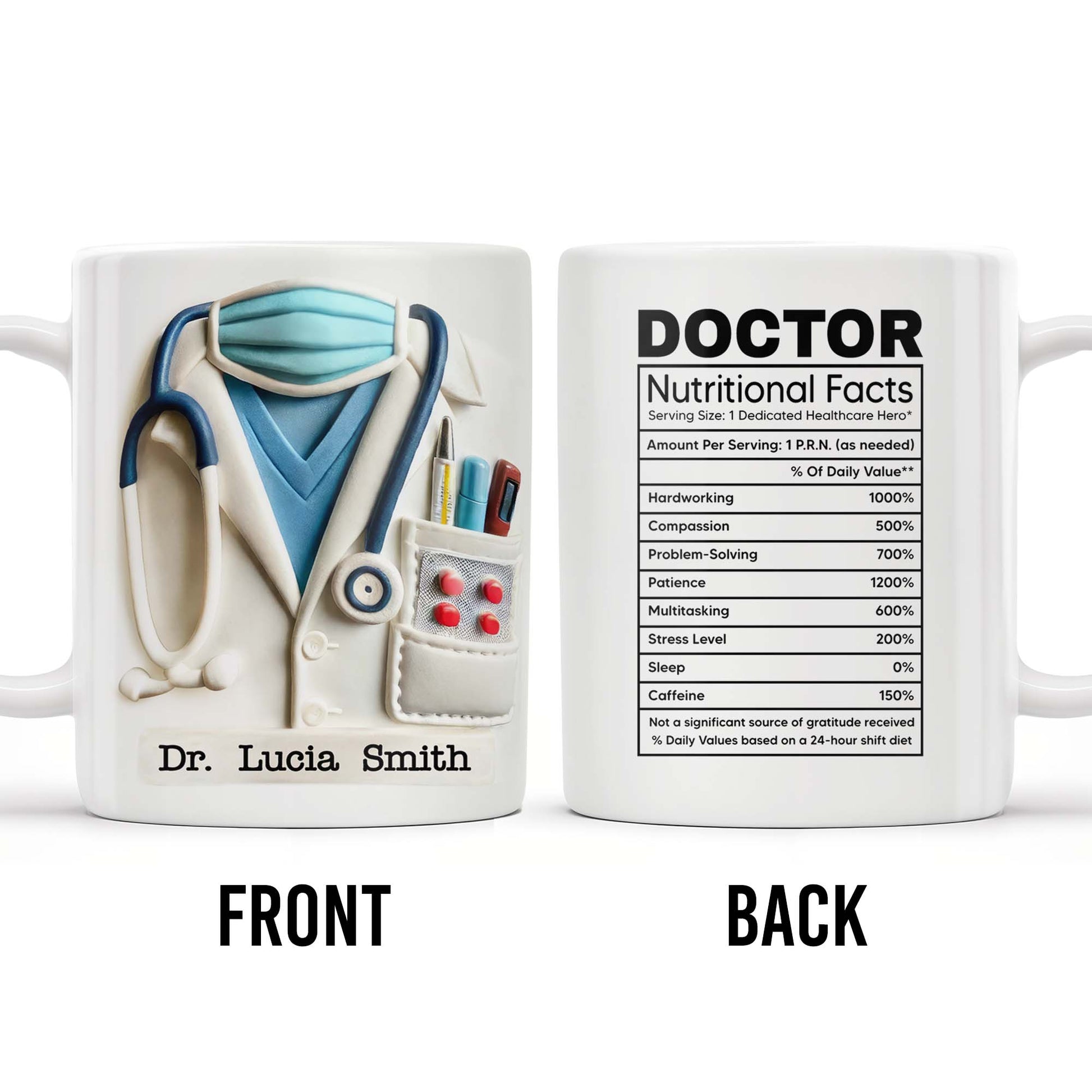 DOCTOR Nutritional Facts, Dedicated Healthcare Hero, Nutritional Label