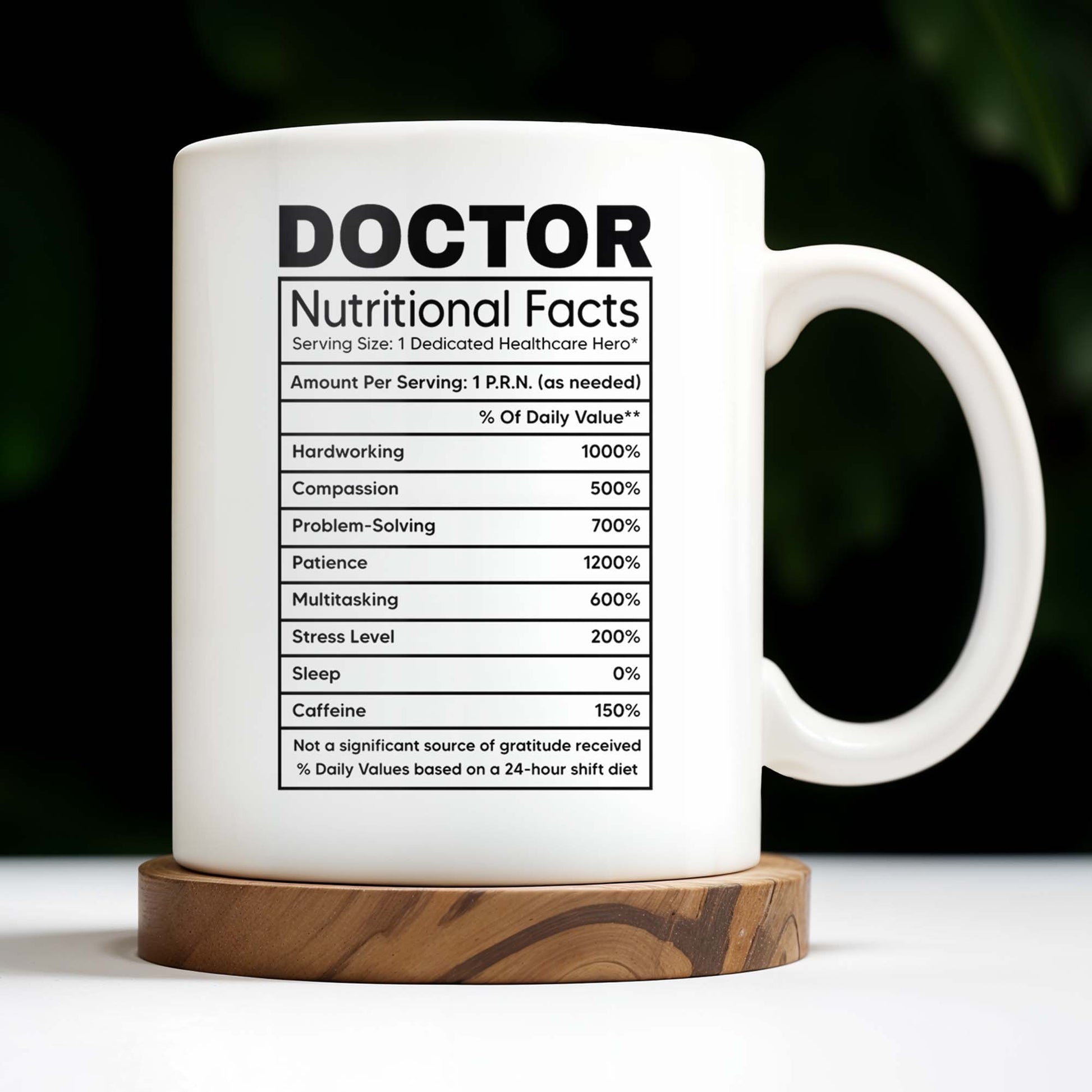 DOCTOR Nutritional Facts, Dedicated Healthcare Hero, Nutritional Label