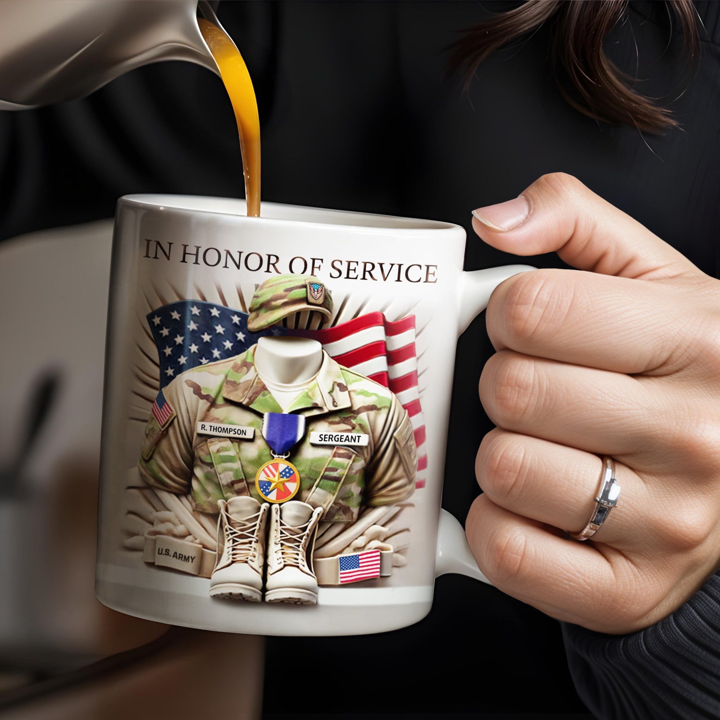 In Honor Of Service, Military Uniform and U.S. Flag
