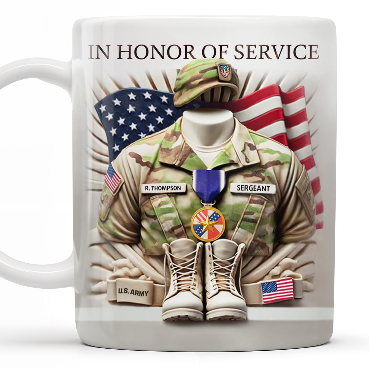 In Honor Of Service, Military Uniform and U.S. Flag