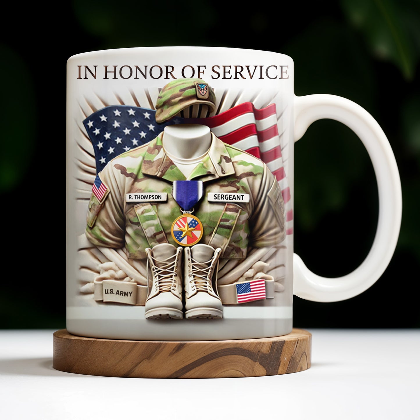 In Honor Of Service, Military Uniform and U.S. Flag