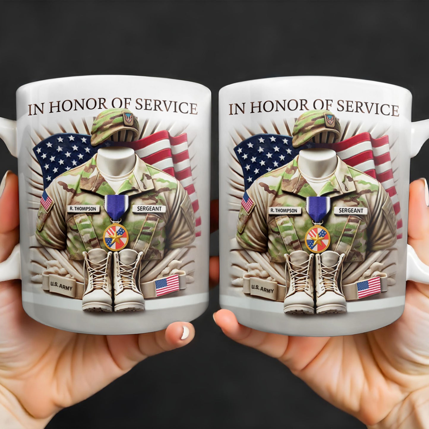In Honor Of Service, Military Uniform and U.S. Flag