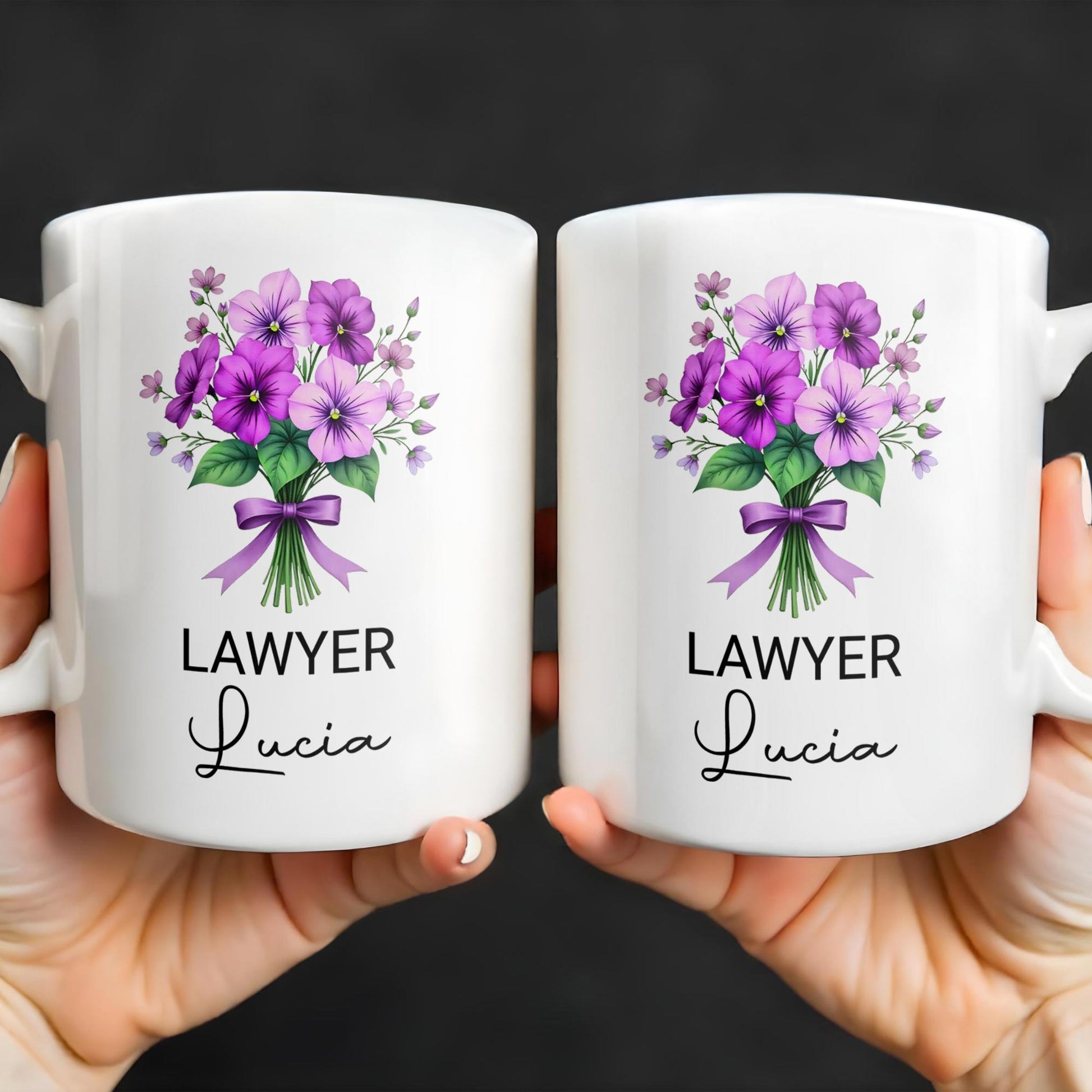 Personalized Lawyer Mug: Custom Name with Elegant Floral Design