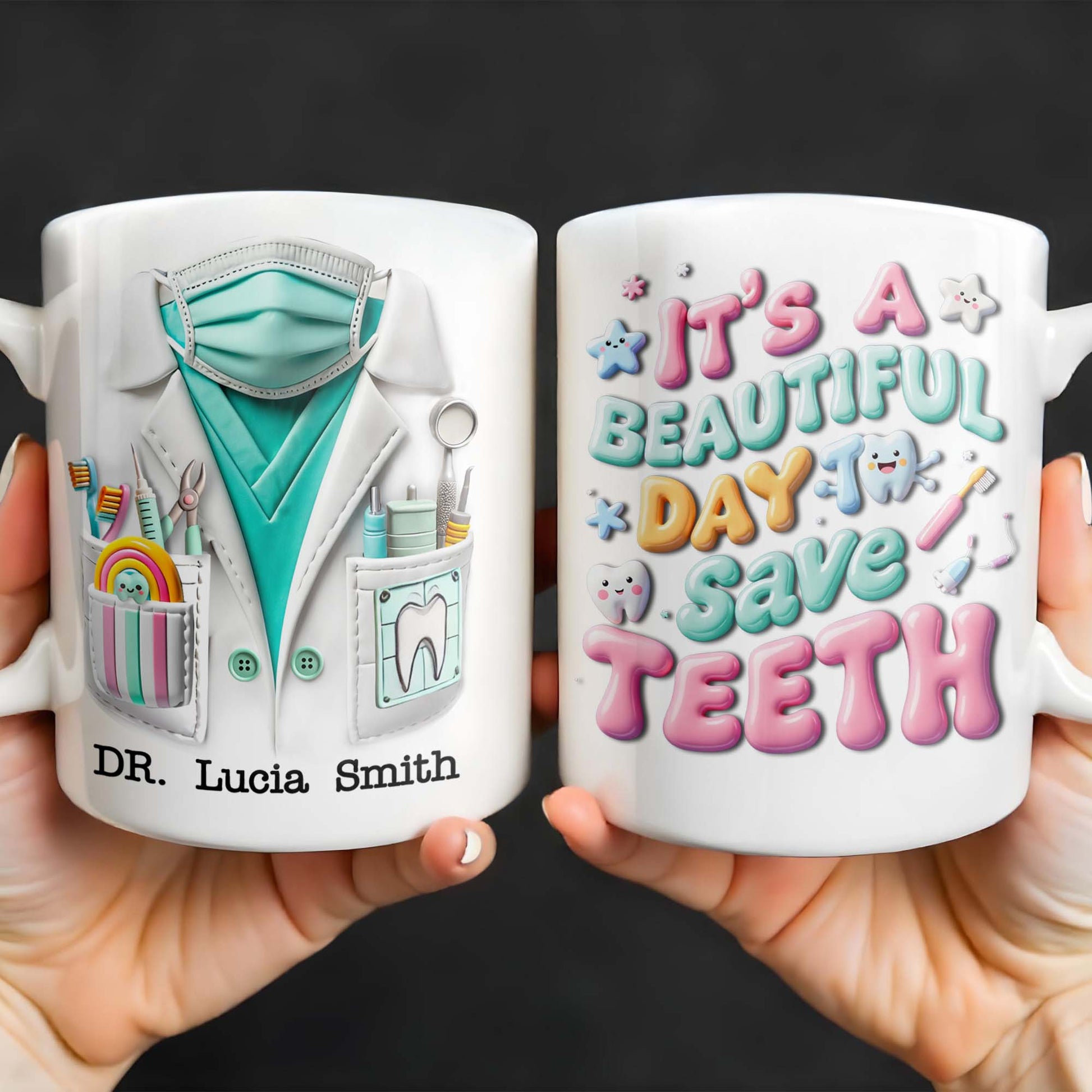 It's A Beautiful Day To Save Teeth, Dental Tools and Tooth Characters