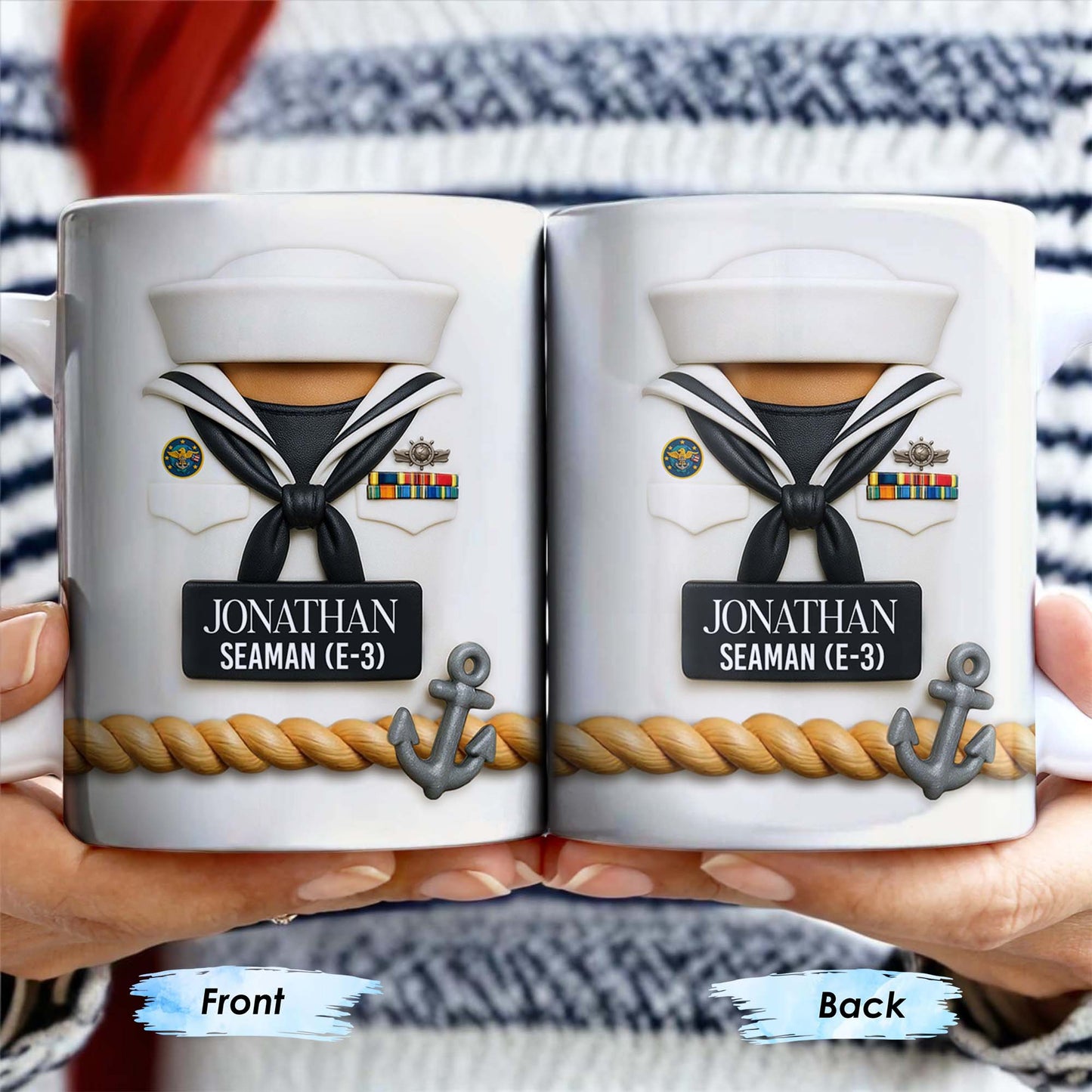 Celebrate Our Navy Heroes With Custom Navy Uniform And Anchor Design - Personalized Custom Coffee Mug - GRAD291_MG