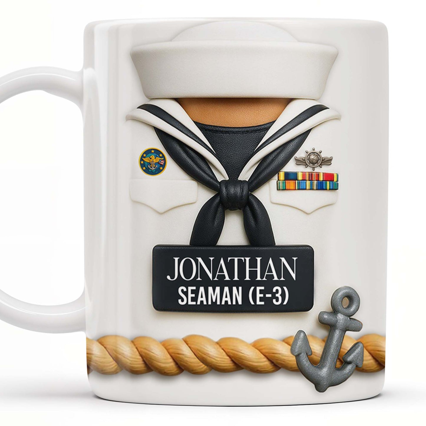 Celebrate Our Navy Heroes With Custom Navy Uniform And Anchor Design - Personalized Custom Coffee Mug - GRAD291_MG
