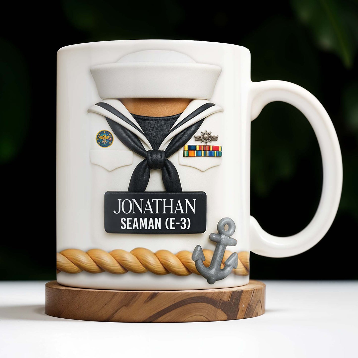 Celebrate Our Navy Heroes With Custom Navy Uniform And Anchor Design - Personalized Custom Coffee Mug - GRAD291_MG