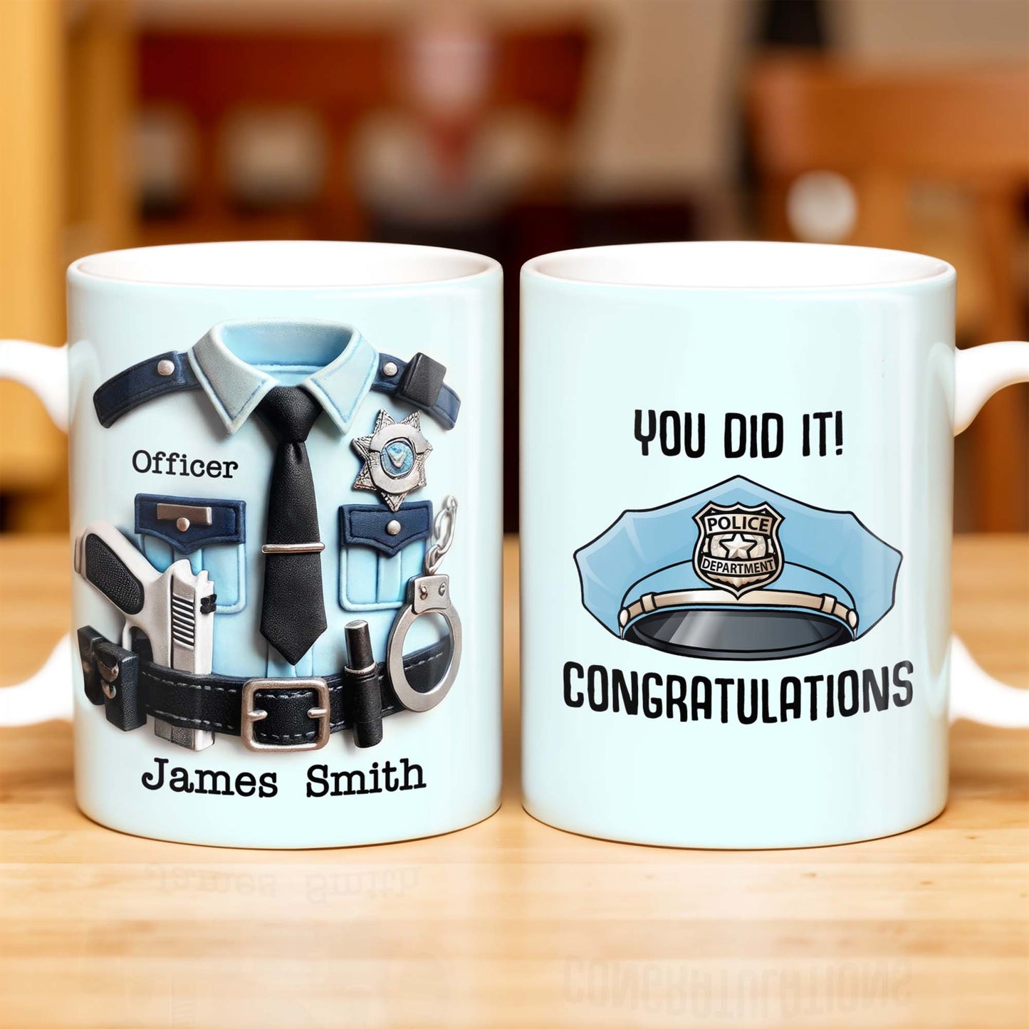 You Did It! Congratulations, Police Badge And Cap
