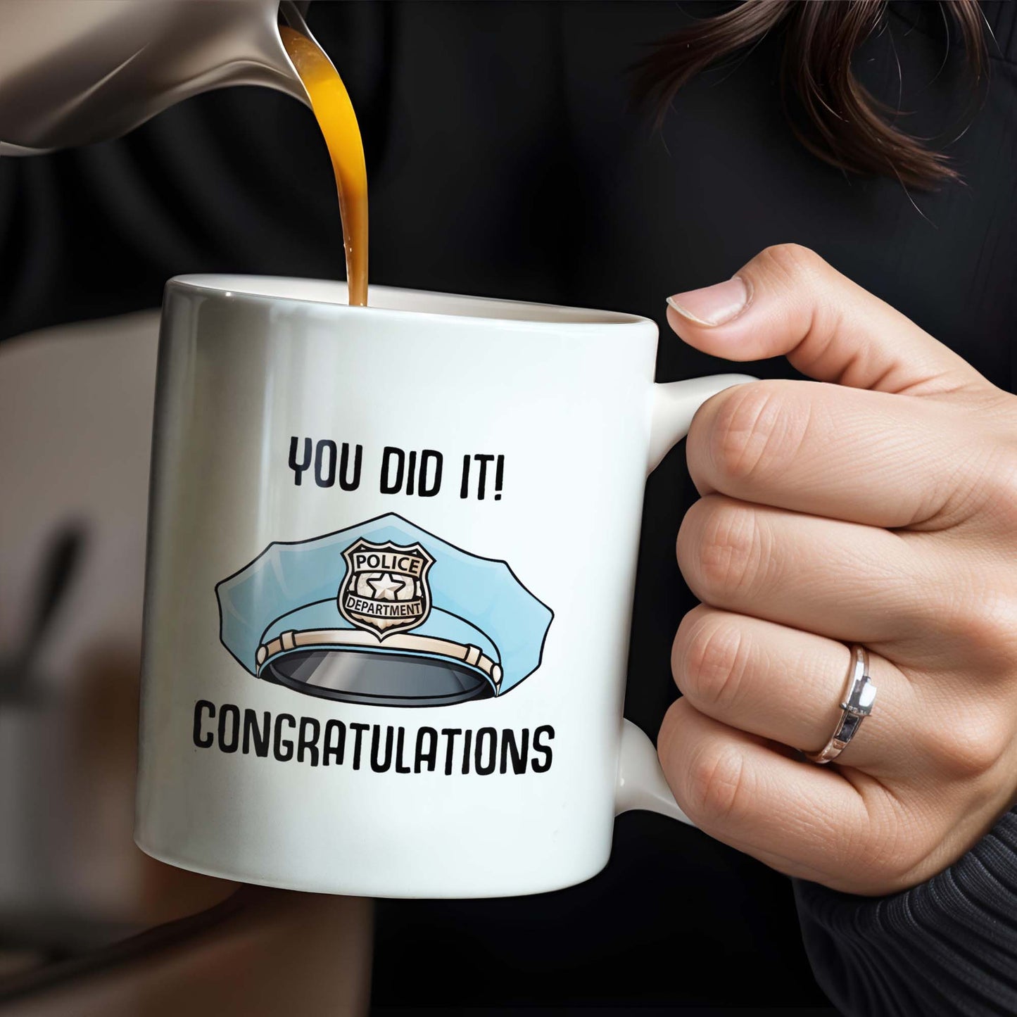 You Did It! Congratulations, Police Badge And Cap