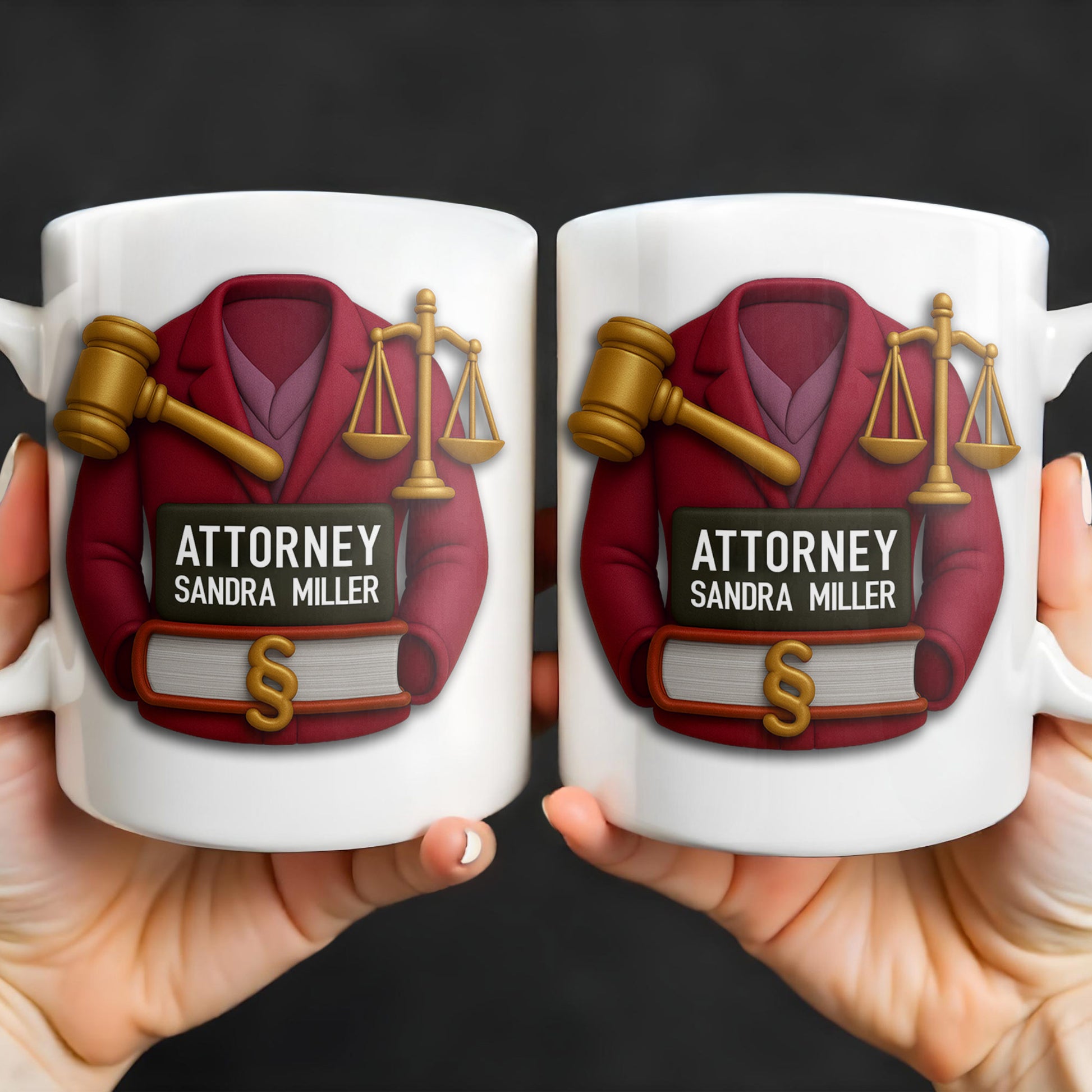 Attorney Sandra Miller, Gavel, Scales Of Justice And Law Books