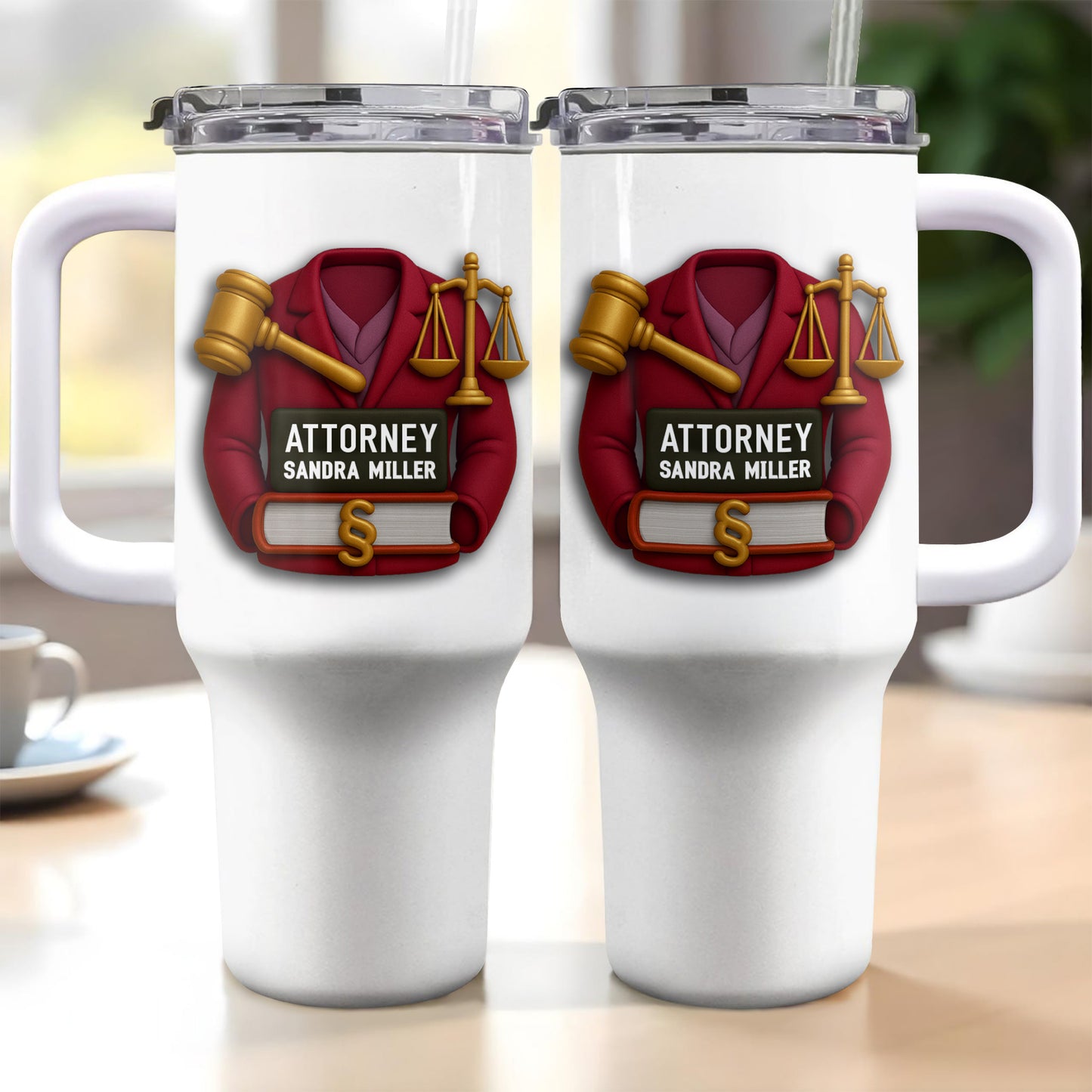 To My Favorite Attorney Gavel And Scales Of Justice - Personalized 40oz Tumbler With Straw - GRAD299_TBS