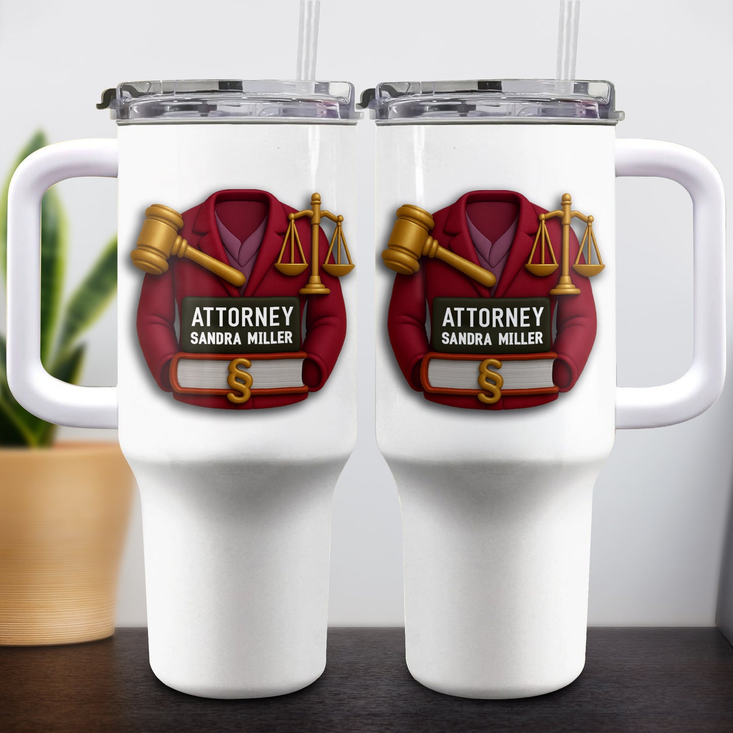 To My Favorite Attorney Gavel And Scales Of Justice - Personalized 40oz Tumbler With Straw - GRAD299_TBS
