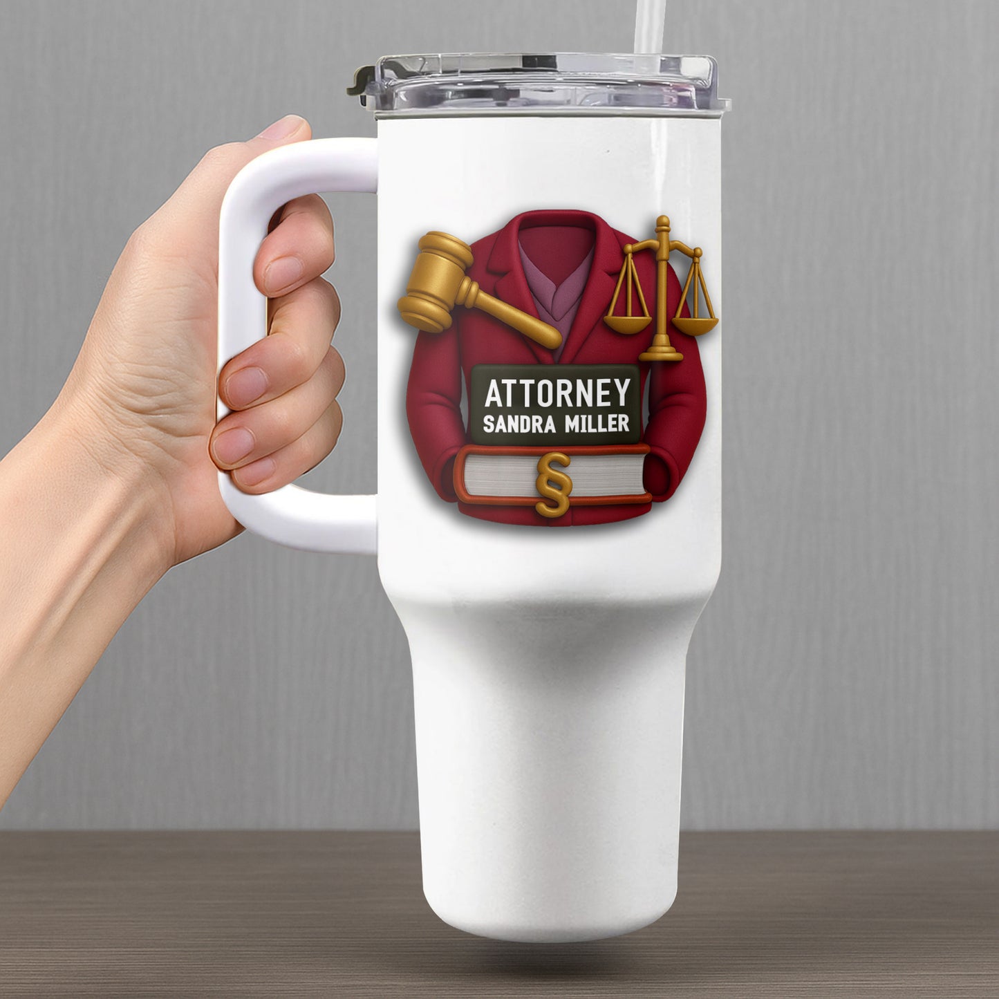 To My Favorite Attorney Gavel And Scales Of Justice - Personalized 40oz Tumbler With Straw - GRAD299_TBS
