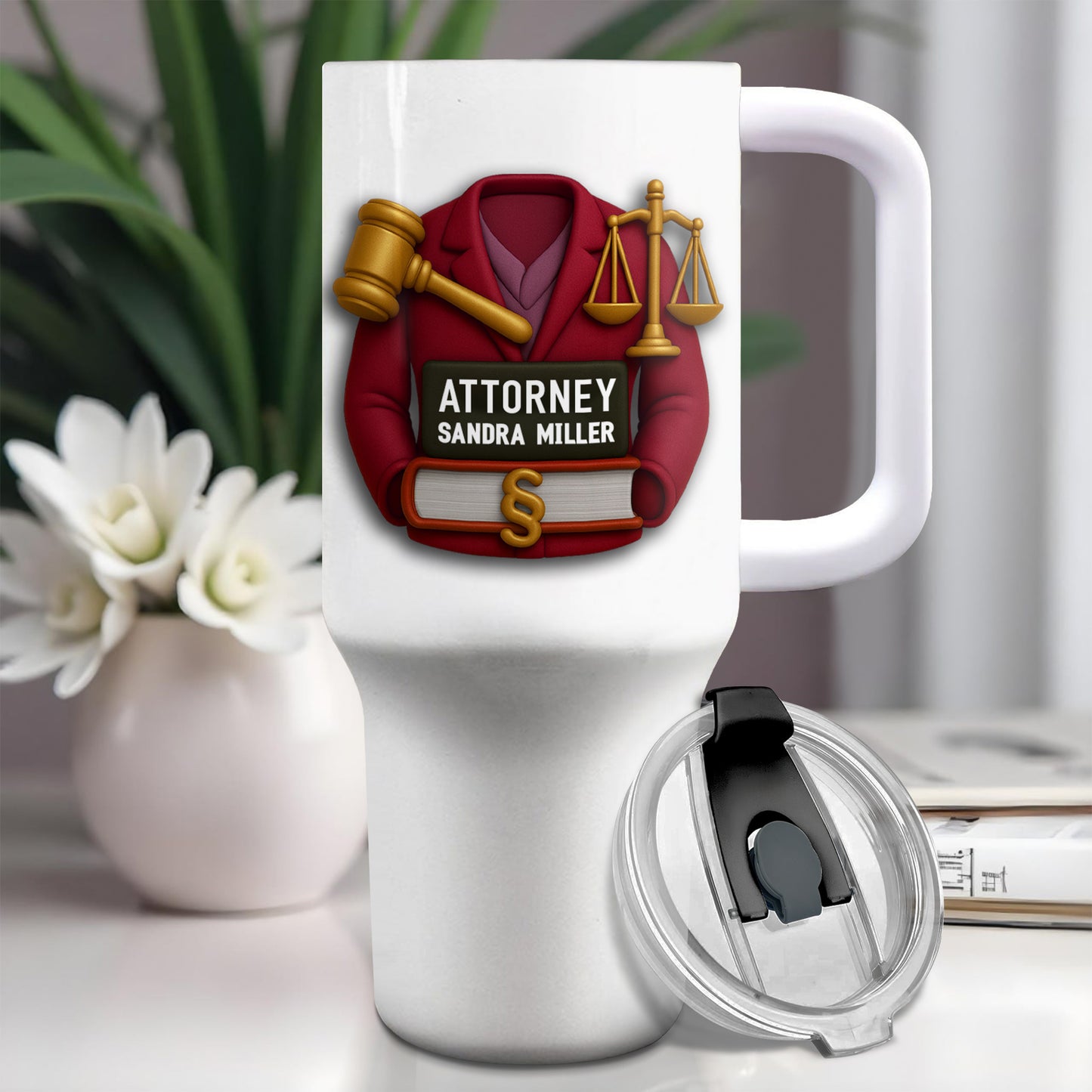 To My Favorite Attorney Gavel And Scales Of Justice - Personalized 40oz Tumbler With Straw - GRAD299_TBS