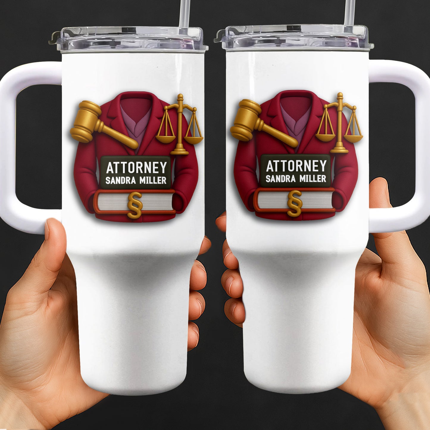 To My Favorite Attorney Gavel And Scales Of Justice - Personalized 40oz Tumbler With Straw - GRAD299_TBS