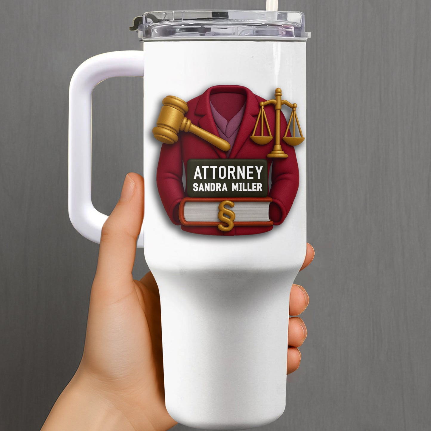 To My Favorite Attorney Gavel And Scales Of Justice - Personalized 40oz Tumbler With Straw - GRAD299_TBS