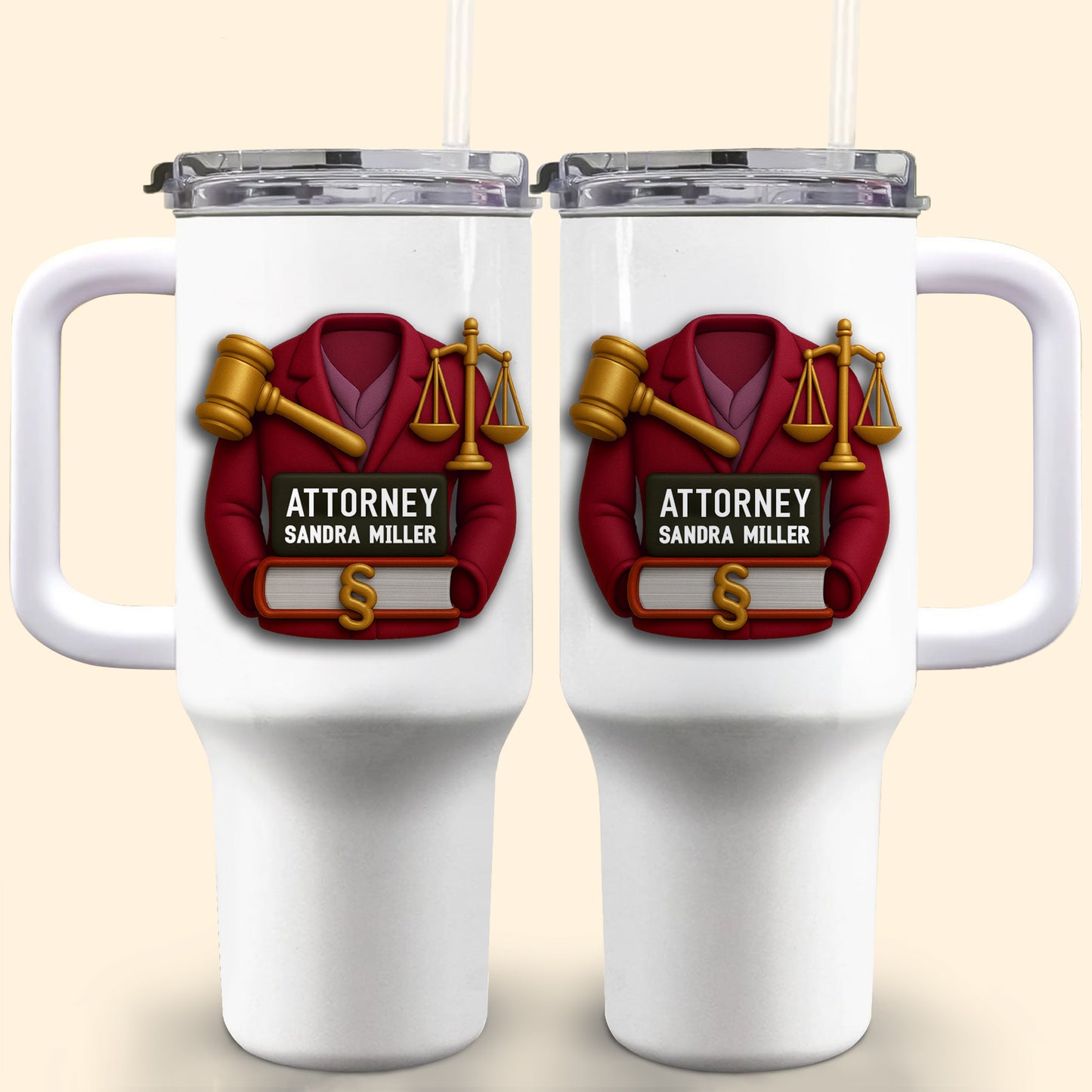 To My Favorite Attorney Gavel And Scales Of Justice - Personalized 40oz Tumbler With Straw - GRAD299_TBS