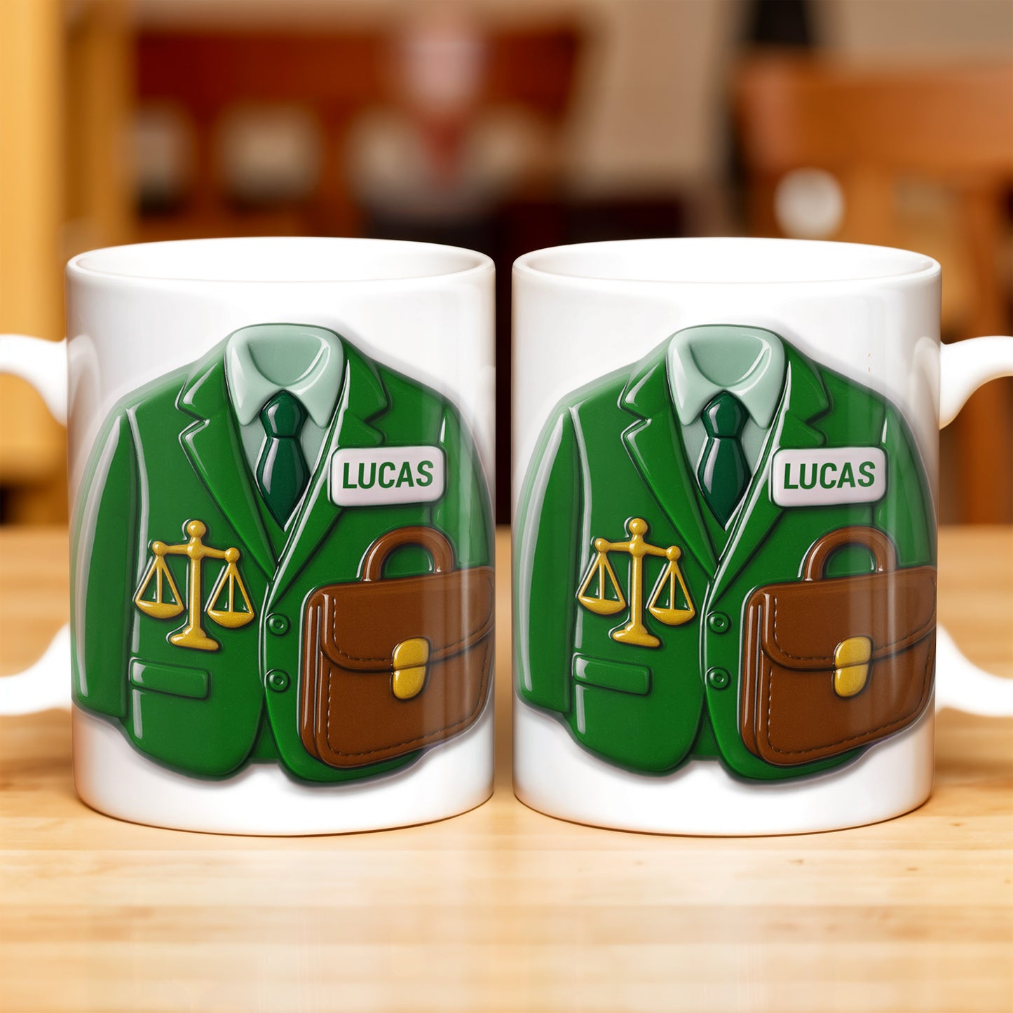 Customizable Lawyer-Themed Coffee Mug With Scales of Justice and Briefcase