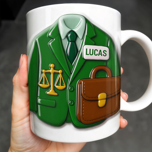 Customizable Lawyer-Themed Coffee Mug With Scales of Justice and Briefcase